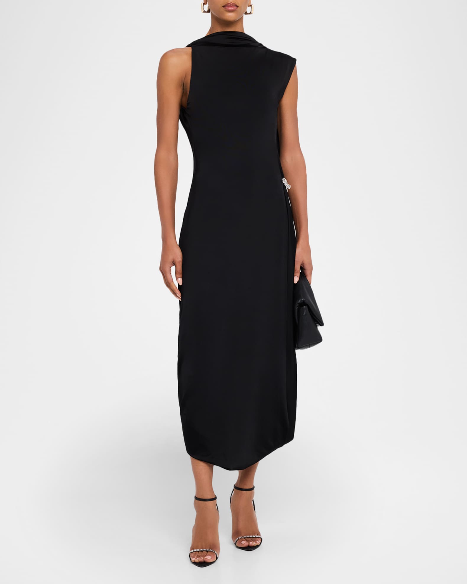 Victoria Beckham Sleeveless Twisted Drape Backless Midi