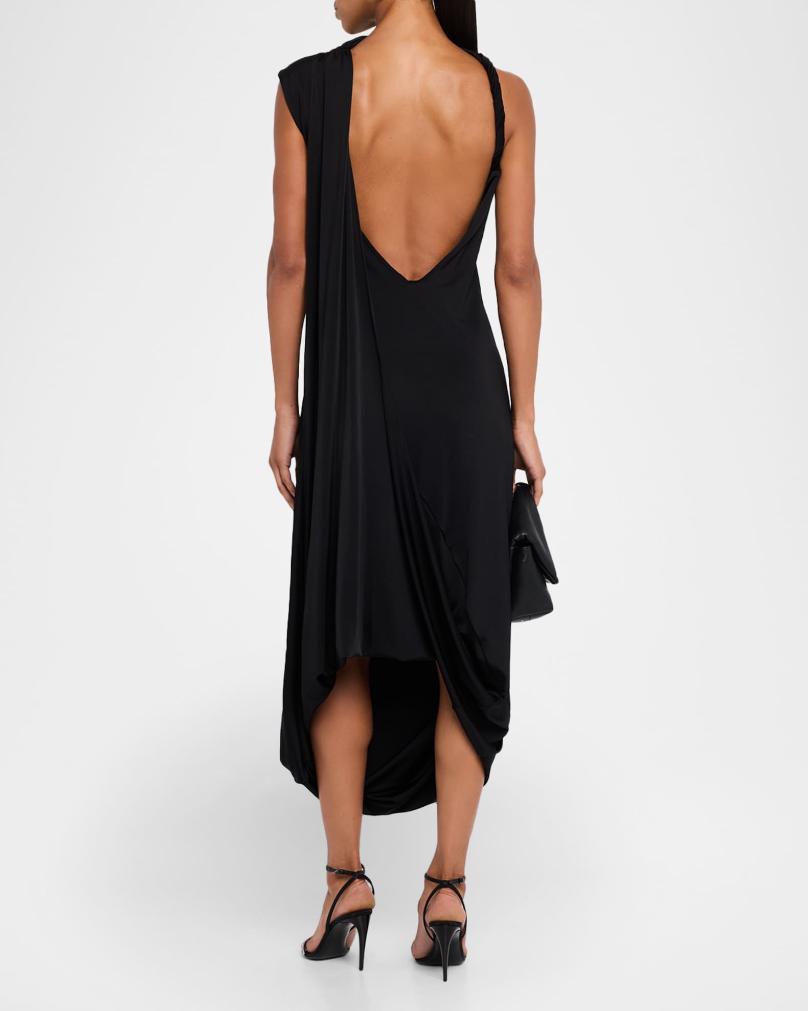 ワンピース Victoria Beckham SLEEVELESS DRAPED V-NECK MIDI Sleeveless Draped Midi Dress In Black | Designer Dresses