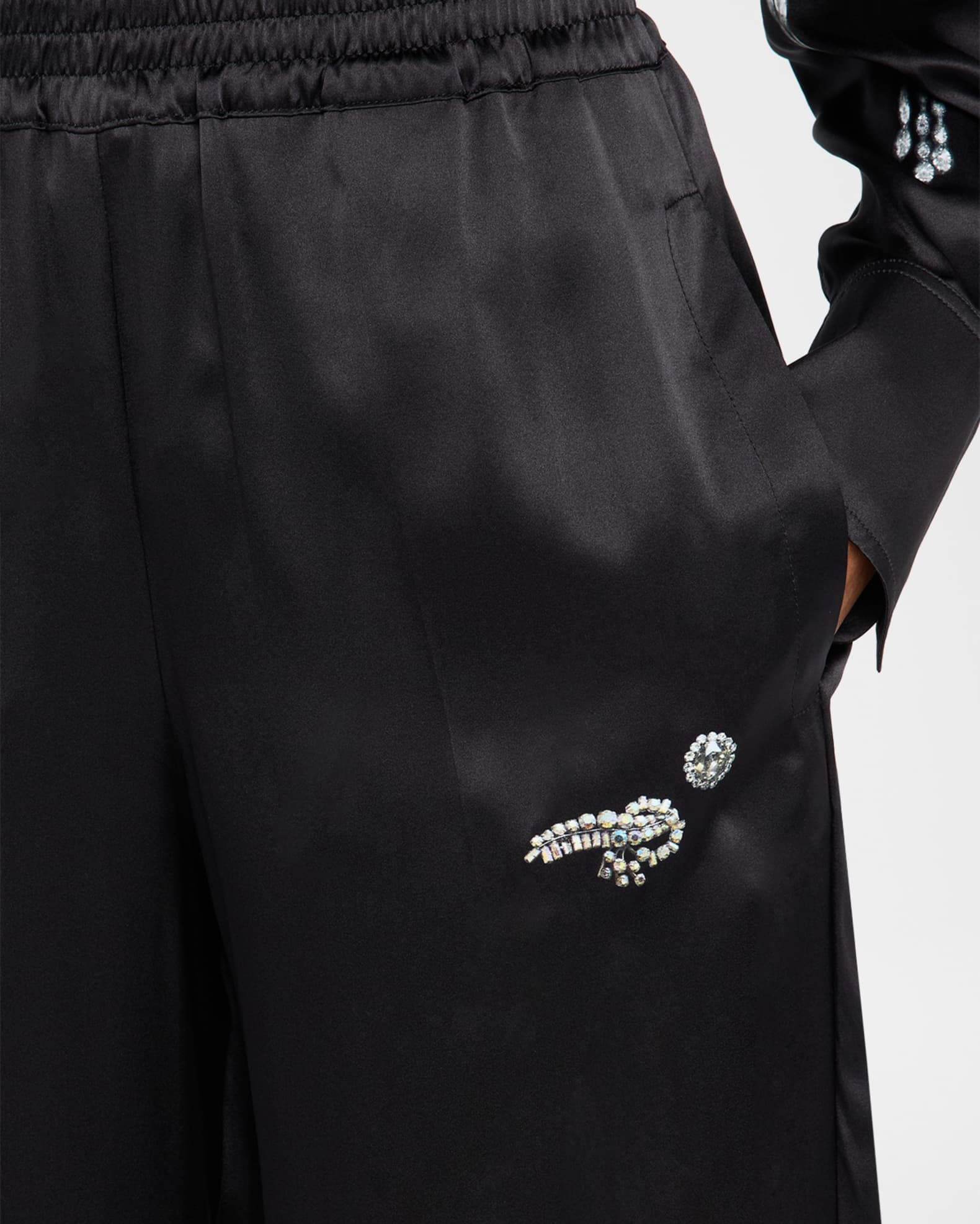 Victoria Beckham Crystal-Print Silk Straight-Leg Pajama
