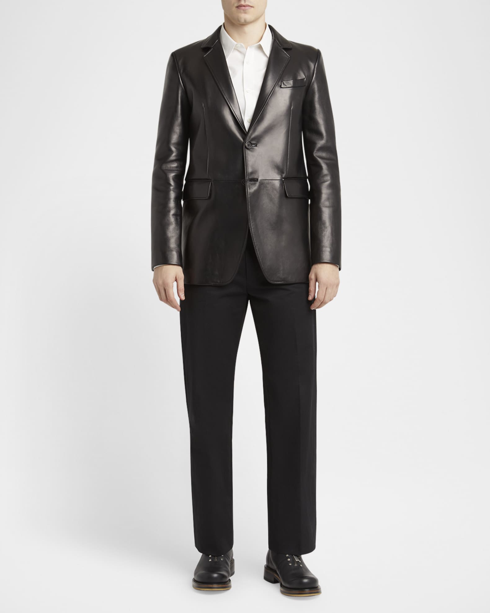 Men's Leather Two-Button Blazer 1