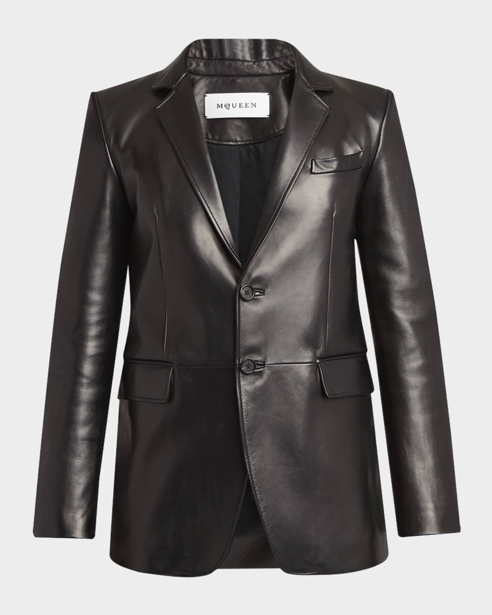 Men's Leather Two-Button Blazer 0