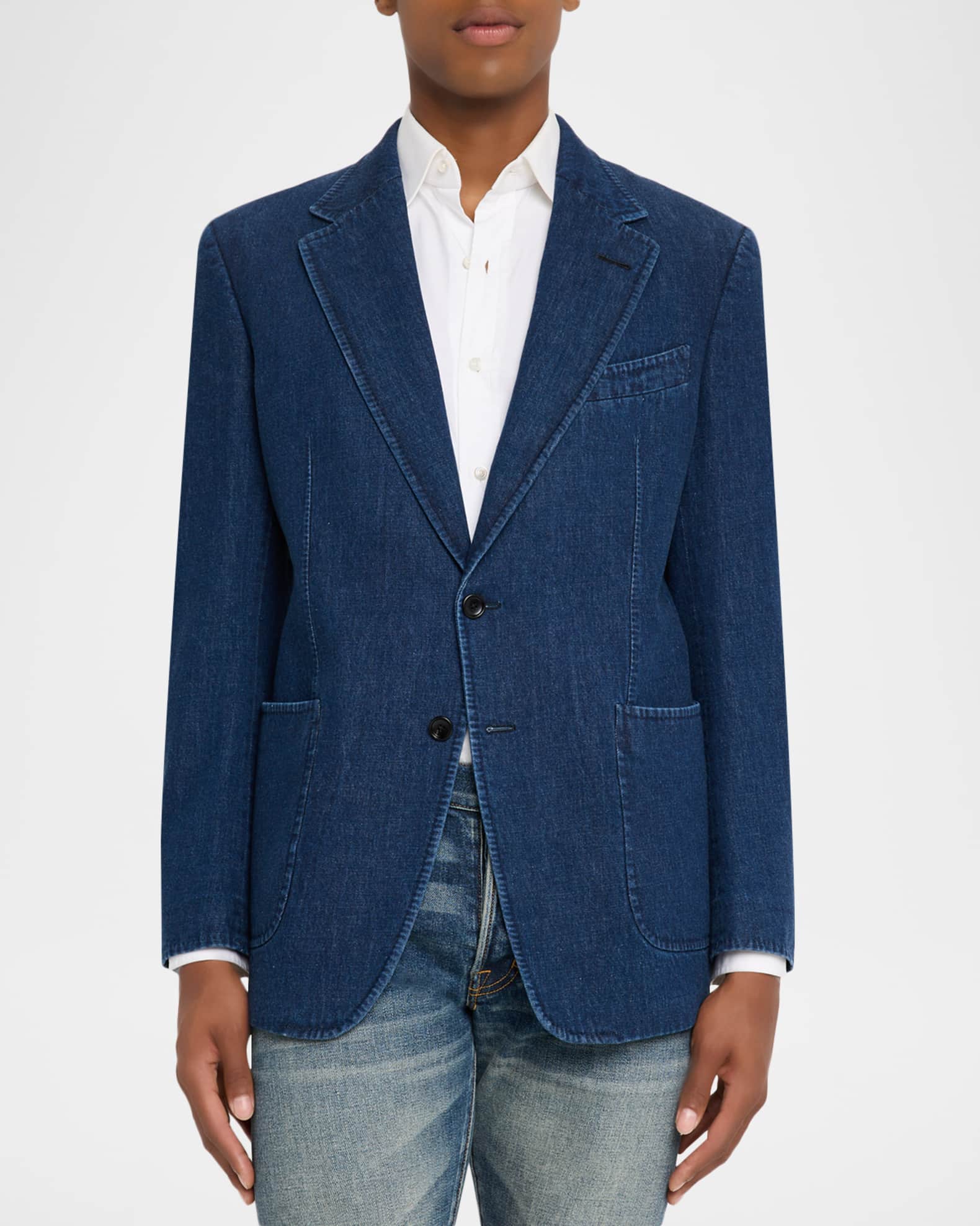 TOM FORD Men's Shelton Light Washed Denim Sport Coat | Neiman Marcus