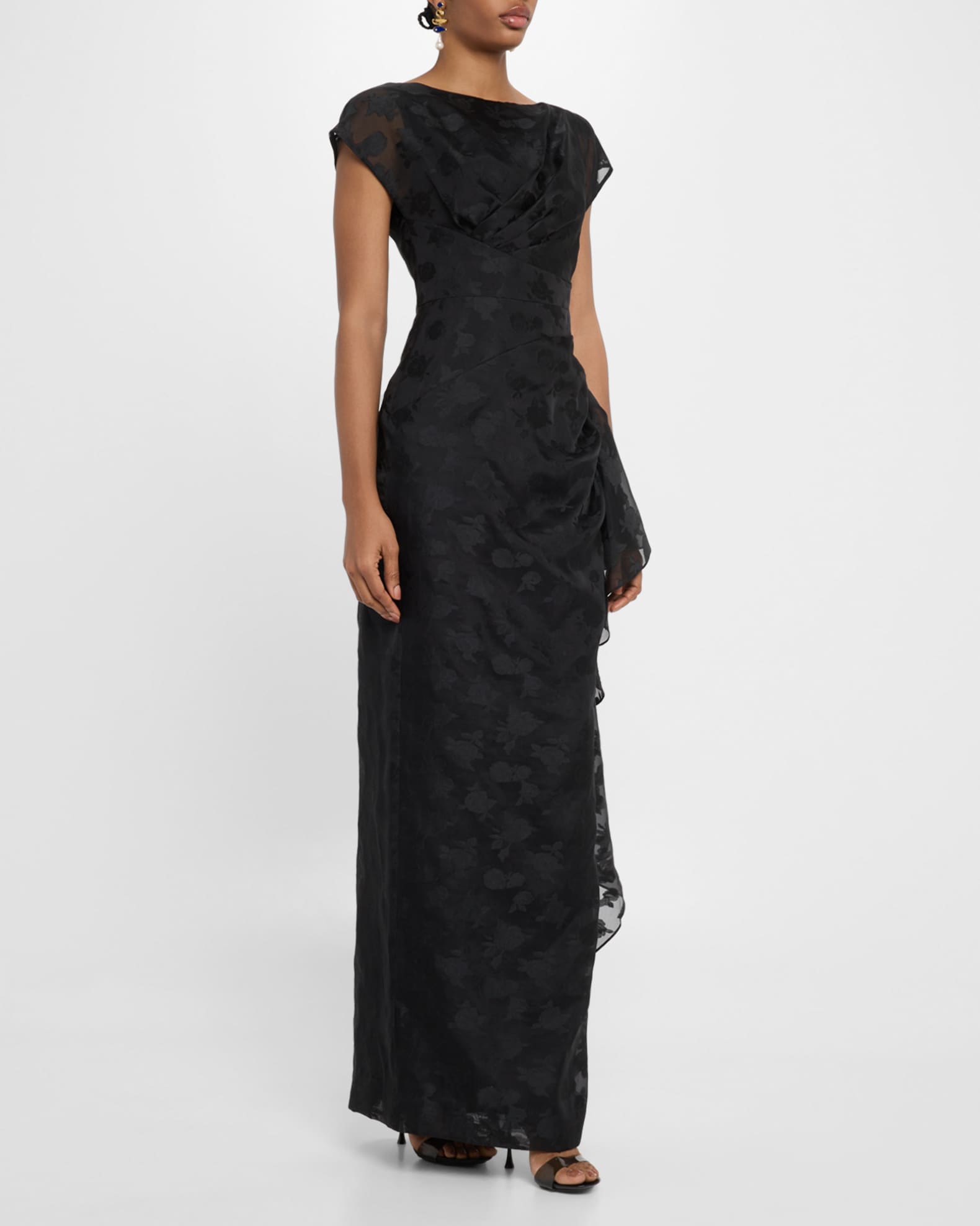 Florence Draped Short-Sleeve Fli Coupe Gown 1