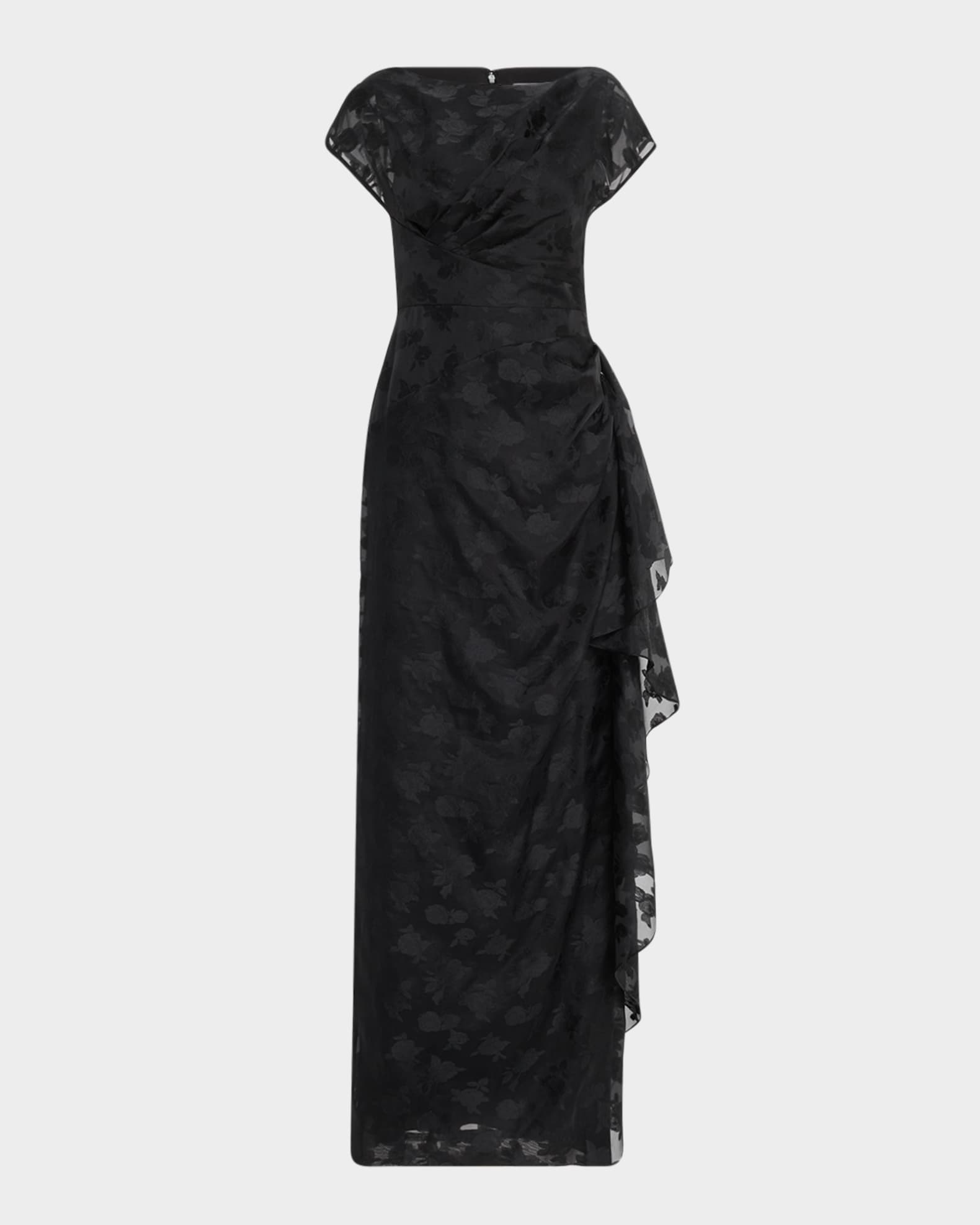 Florence Draped Short-Sleeve Fli Coupe Gown 0