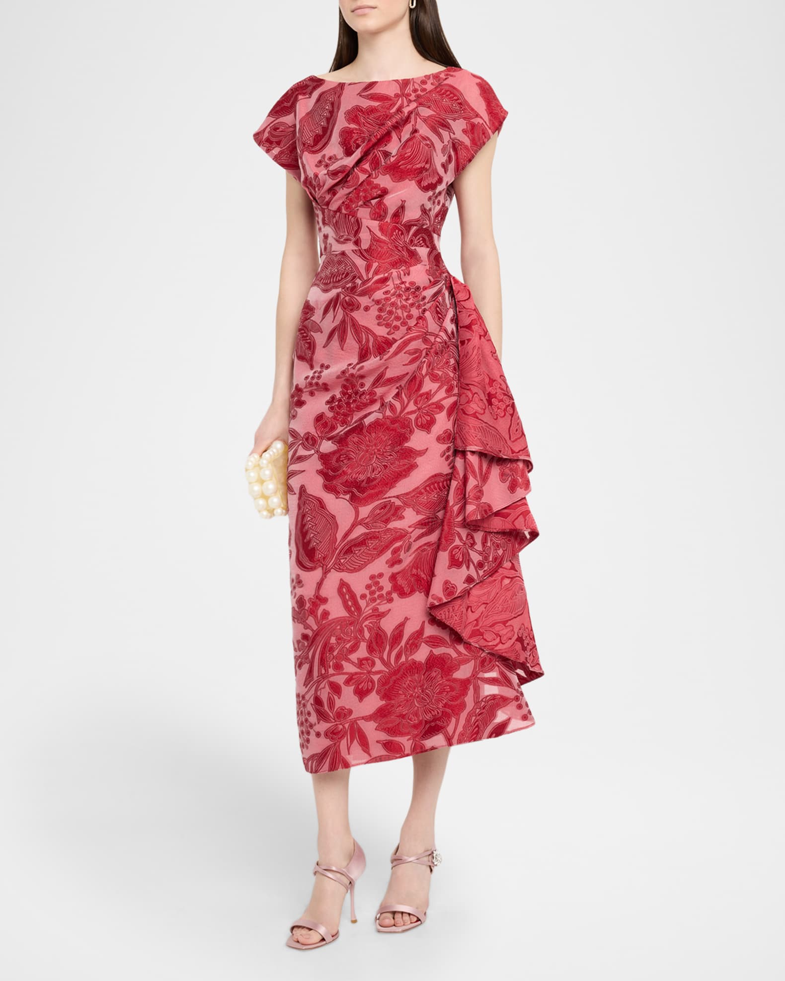 Florence Cap-Sleeve Fil Coupe Tea-Length Dress 1