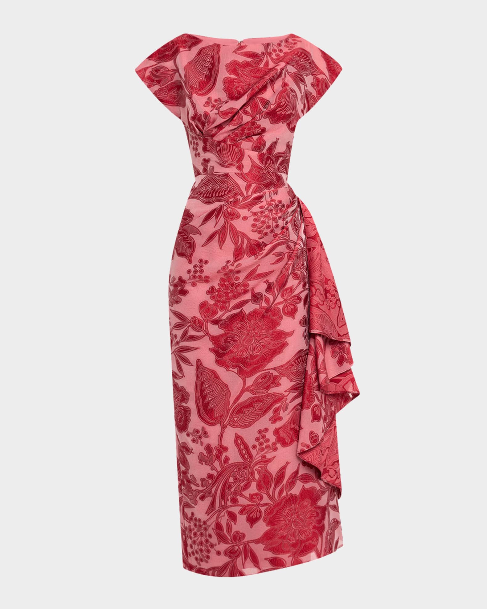 Florence Cap-Sleeve Fil Coupe Tea-Length Dress 0