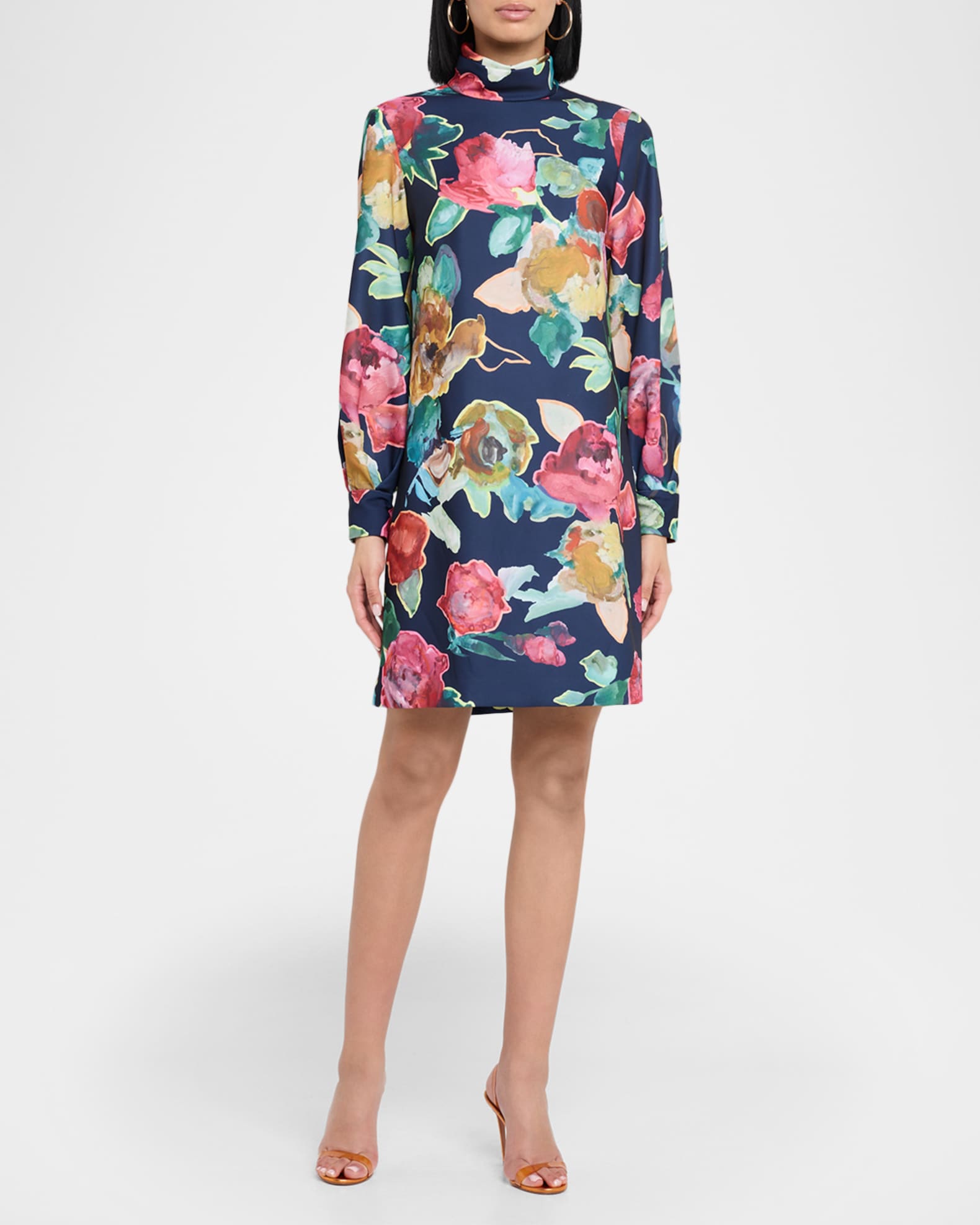 knee length dresses for ladies Blush Bell Sleeve Shift Dress - Tie Dye Mini Dress main image 1