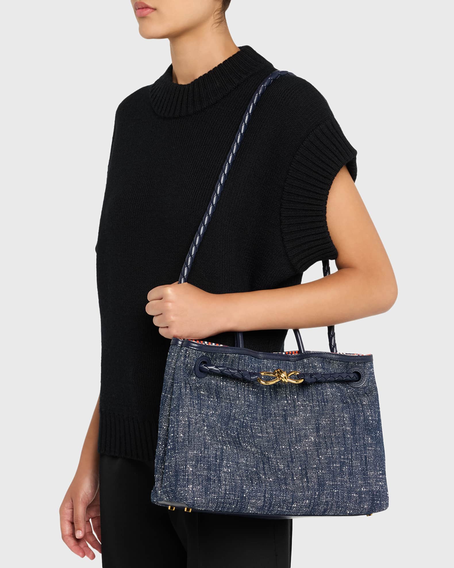 Andiamo Medium Boucle Denim Tote Bag 1