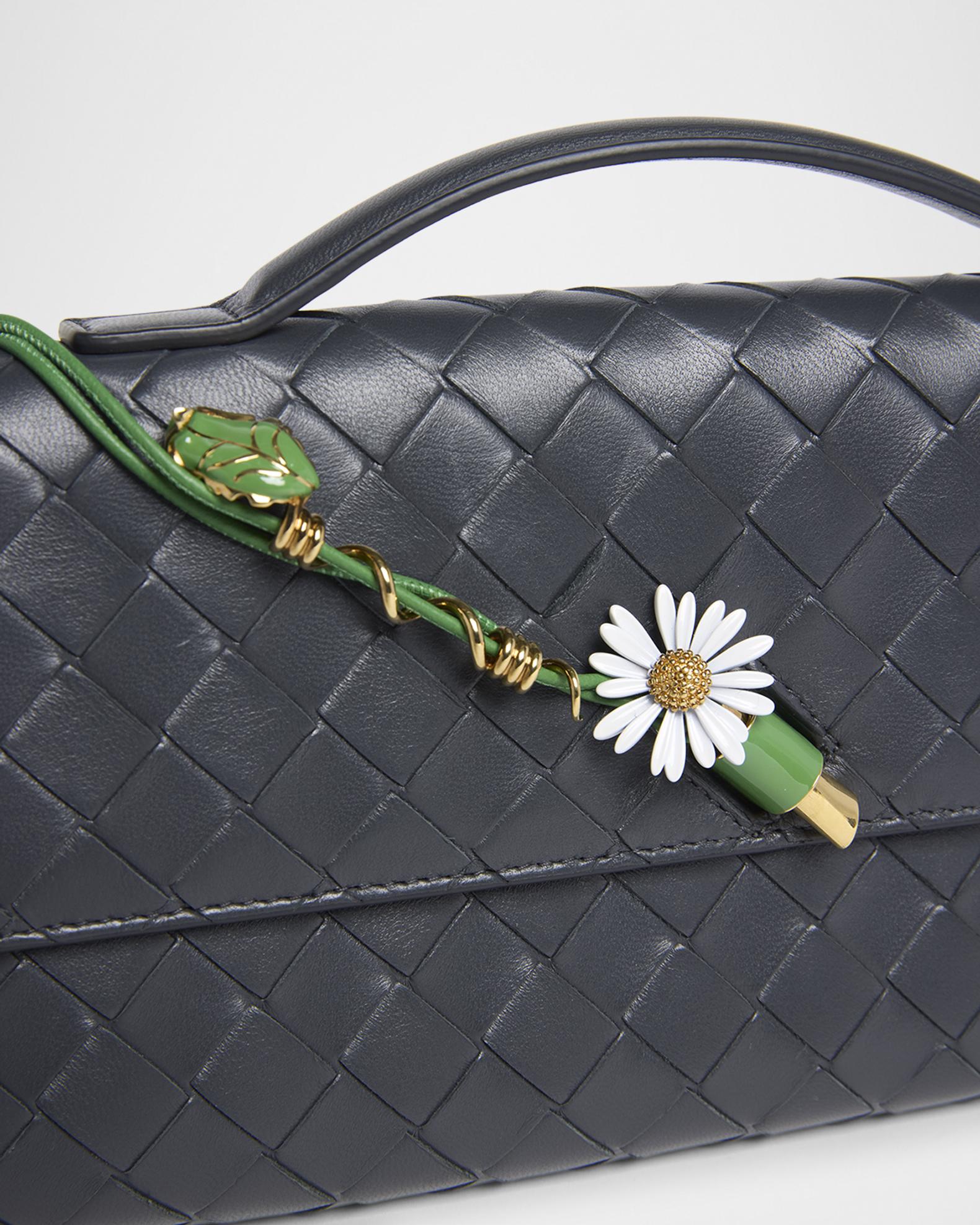 Bottega Veneta Andiamo Flower-Embellished Leather Clutch Bag