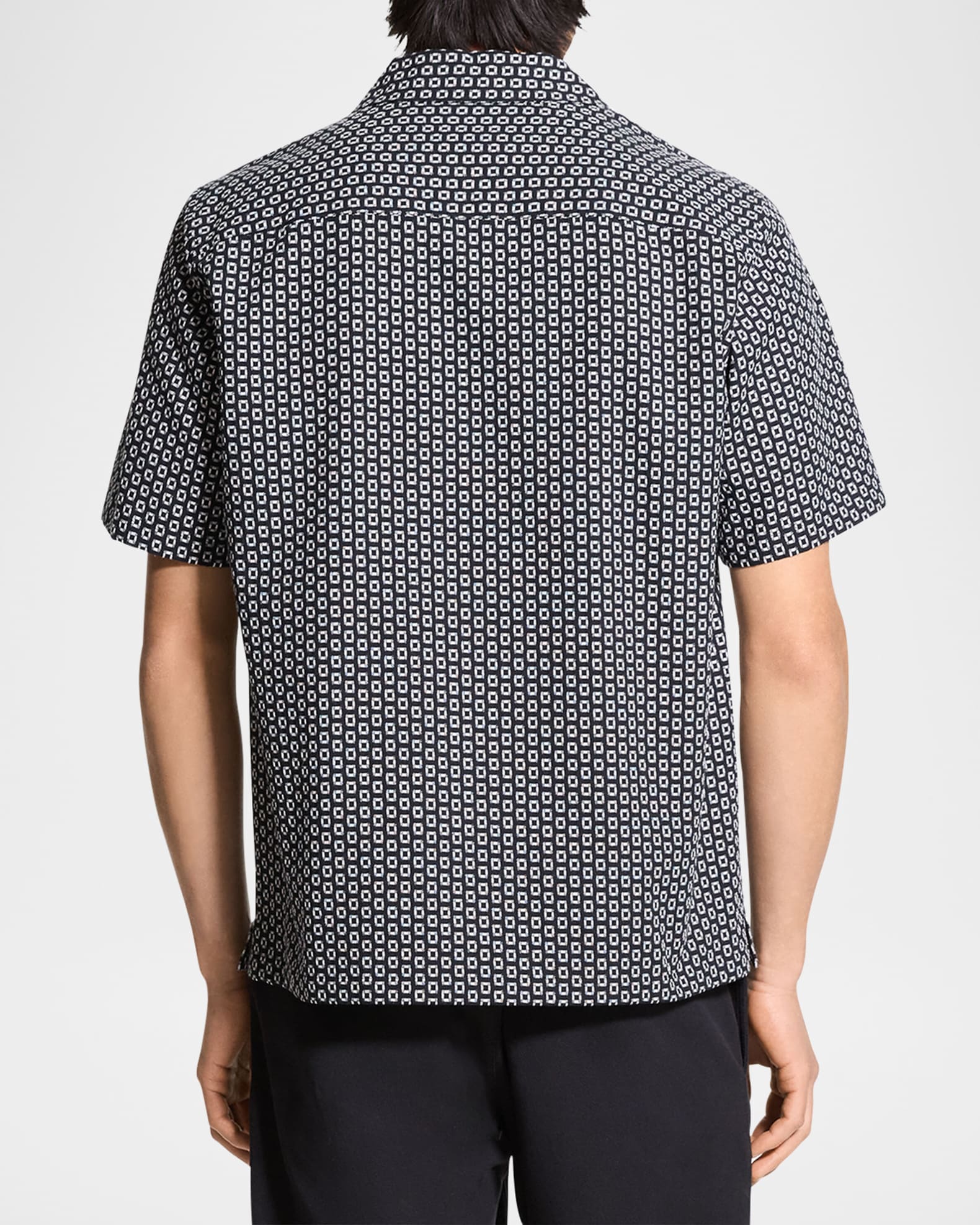 Theory Men's Geometric Dobby Pocket Camp Shirt | Neiman Marcus
