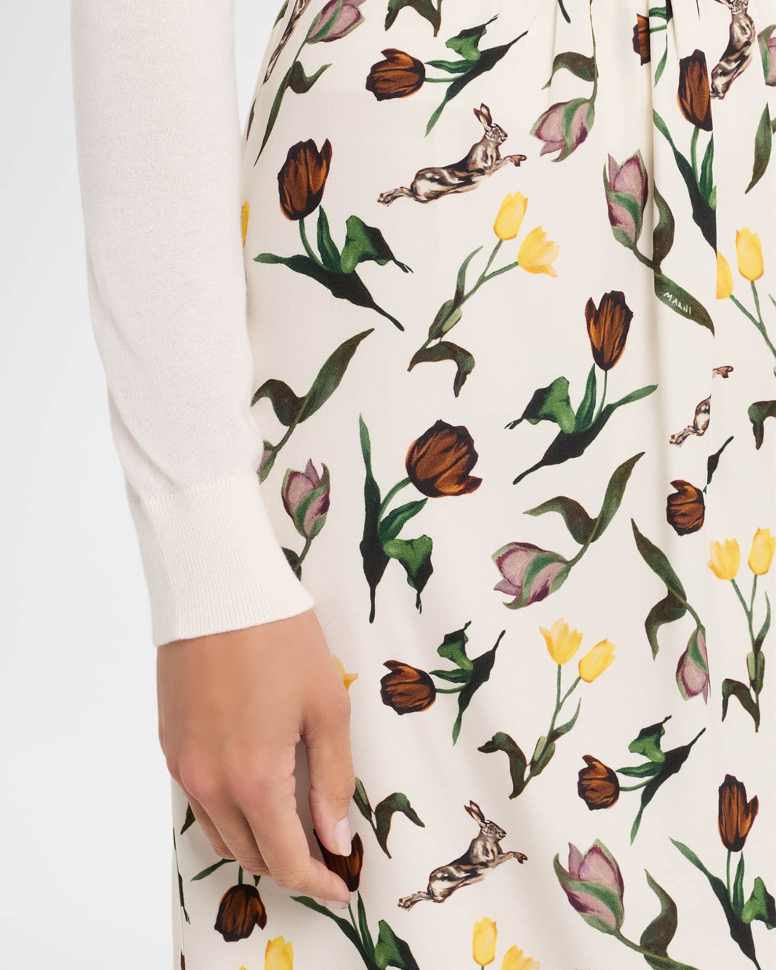 MARNI マルニ 24SS イタリア製 NOCTURNAL PRINT SKIRT フローラルプリント シルクスカート GOMA0107A0 UTSG18 36 BLACK/WHITE(REN99) 定価129,800円 ボトムス【新古品】【中古】【MARNI】 新品 MARNI マルニ 24SS イタリア製 NOCTURNAL PRINT SKIRT フローラル