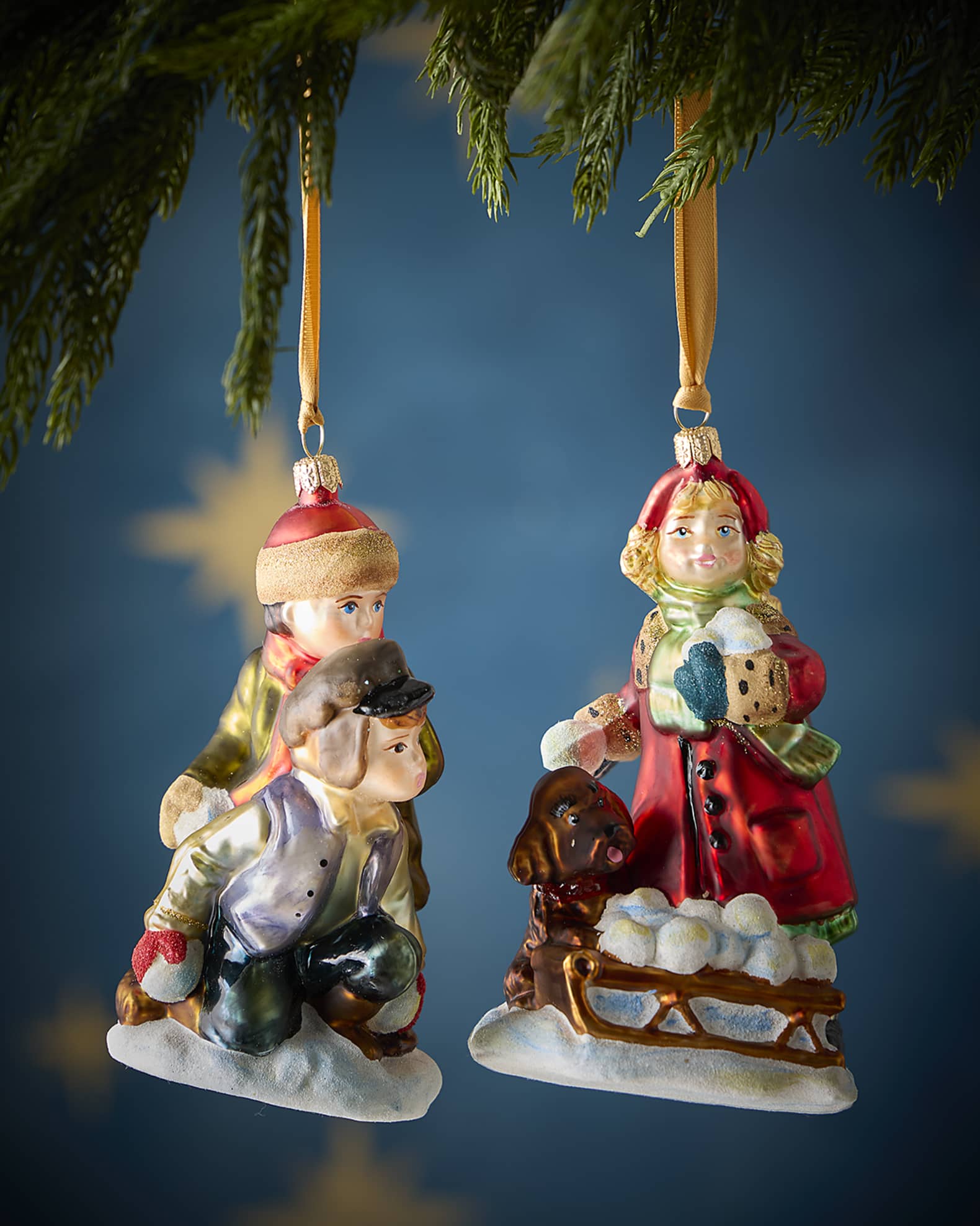 Children Playing in the Snow Christmas Ornaments, Set of 3 0
