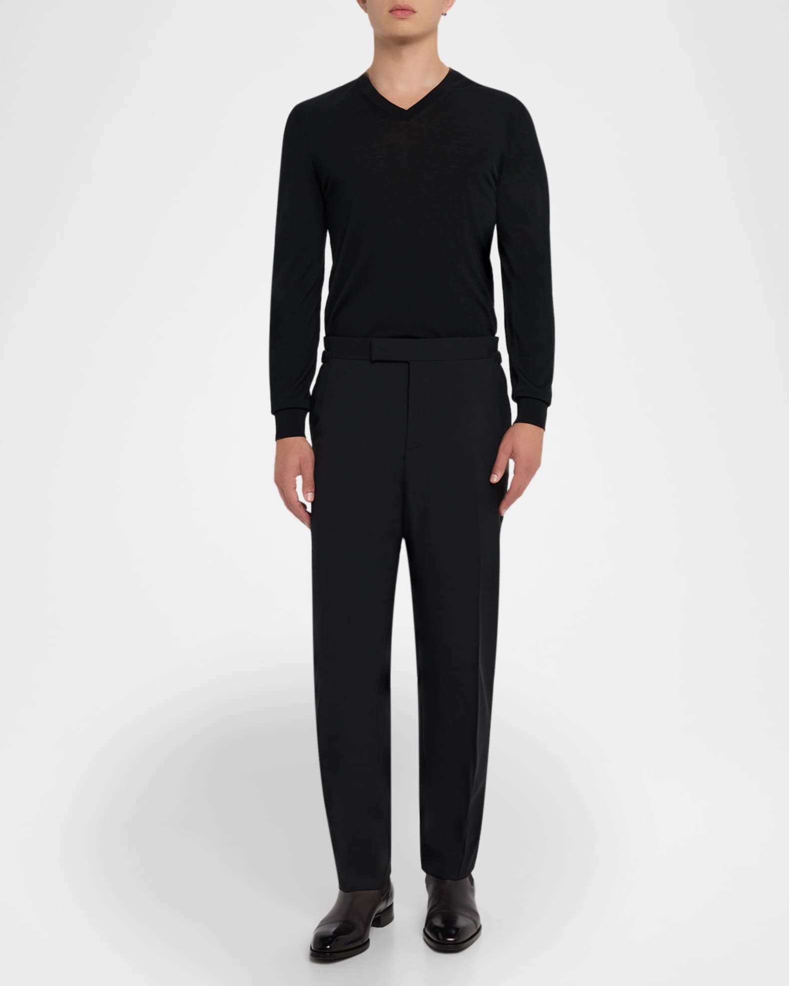 Men's O Connor 120s Wool Flat-Front Trousers 1