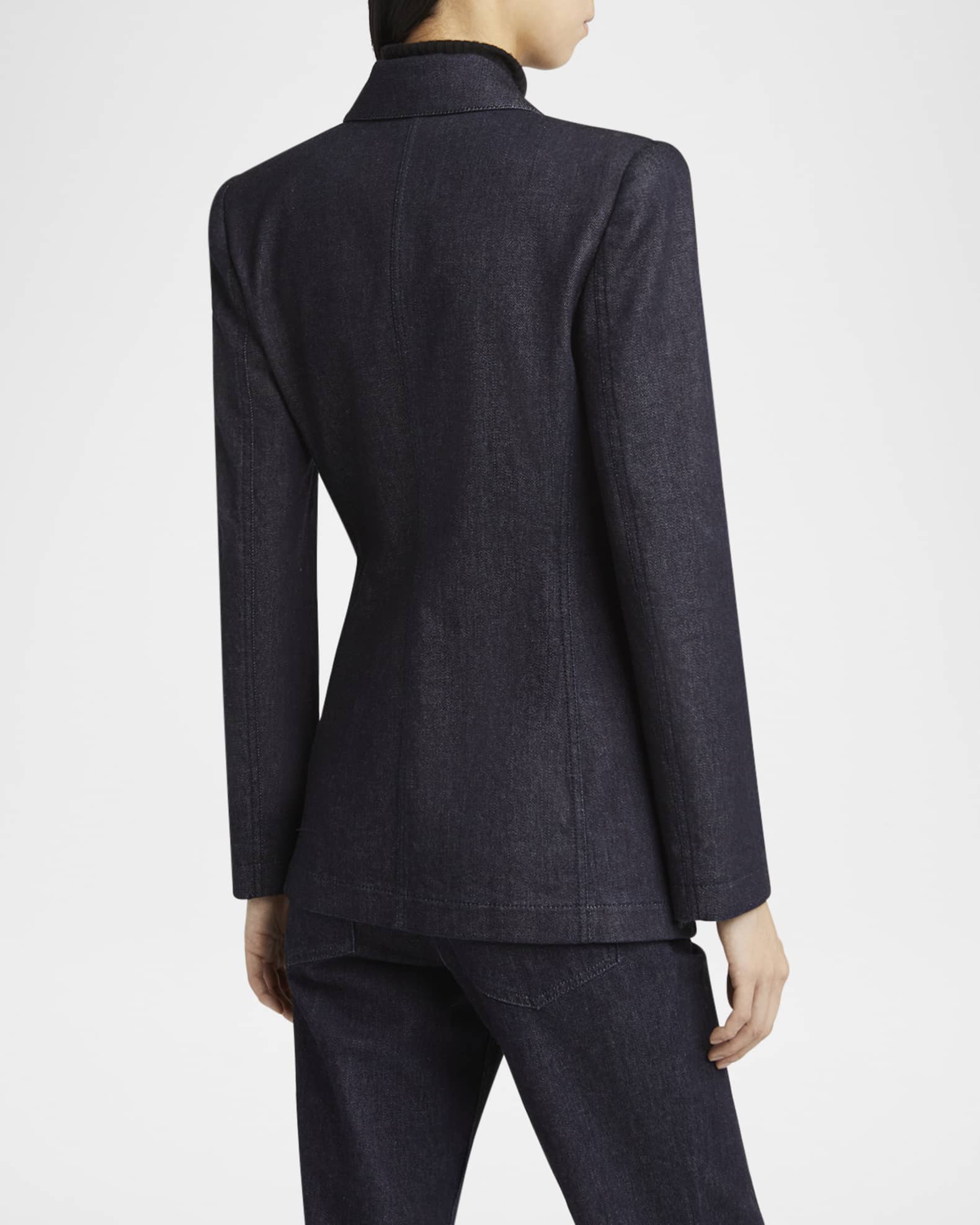Giorgio Armani Cotton-Cashmere Denim Double-Breasted Blazer