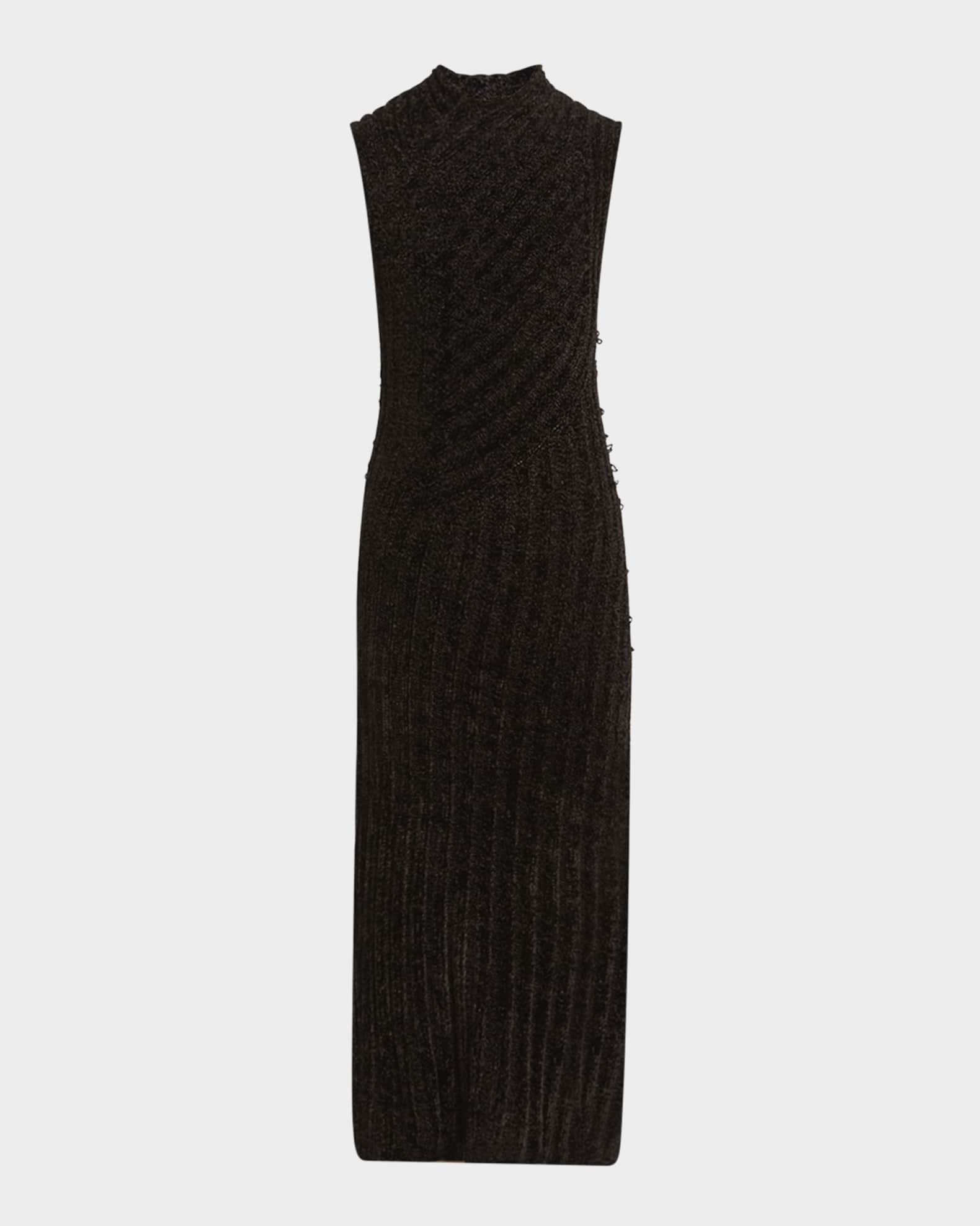 Ribbed Chenille Sleeveless Midi Dress 0