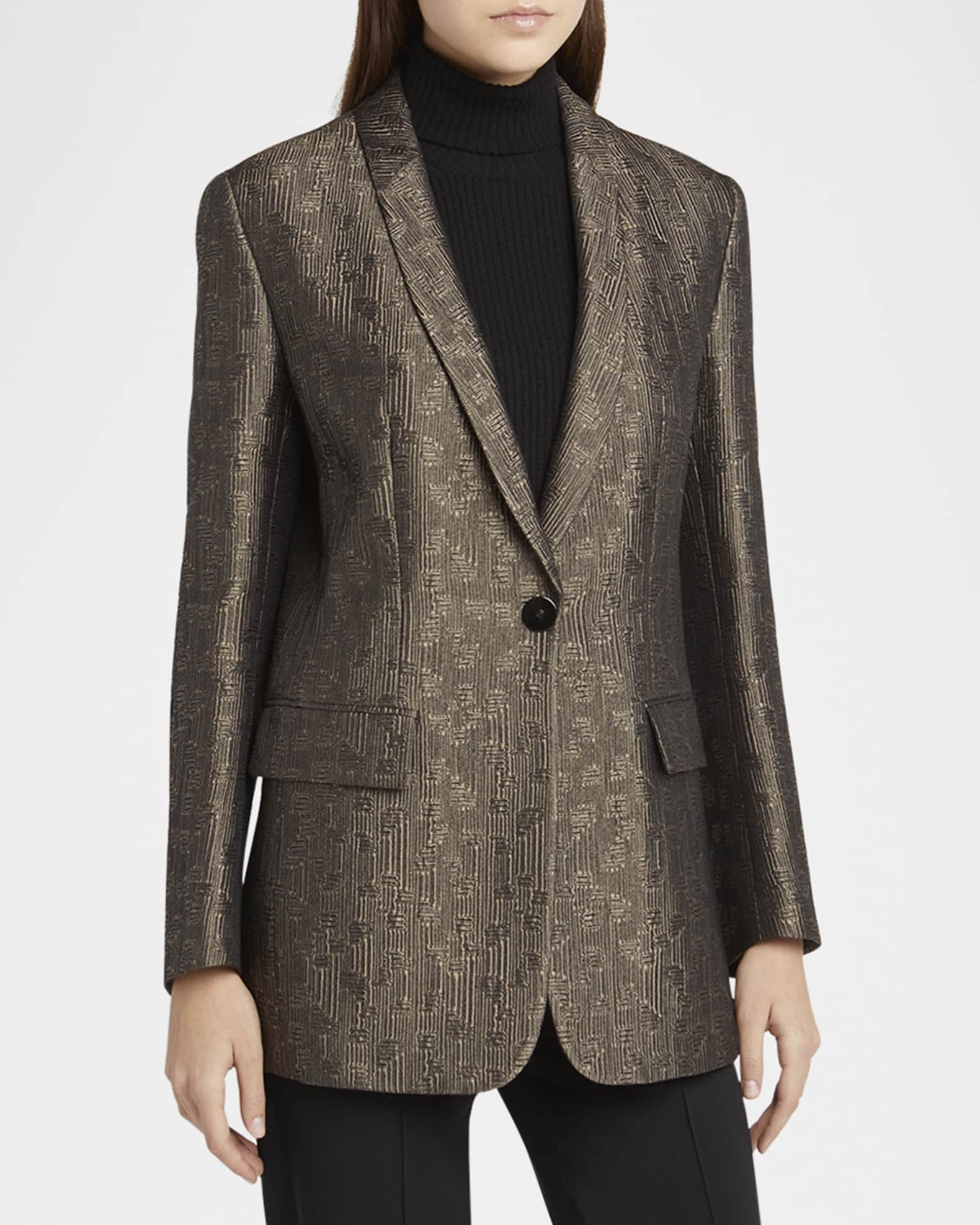 Giorgio Armani Geo Silk Jacquard Single-Breasted Blazer