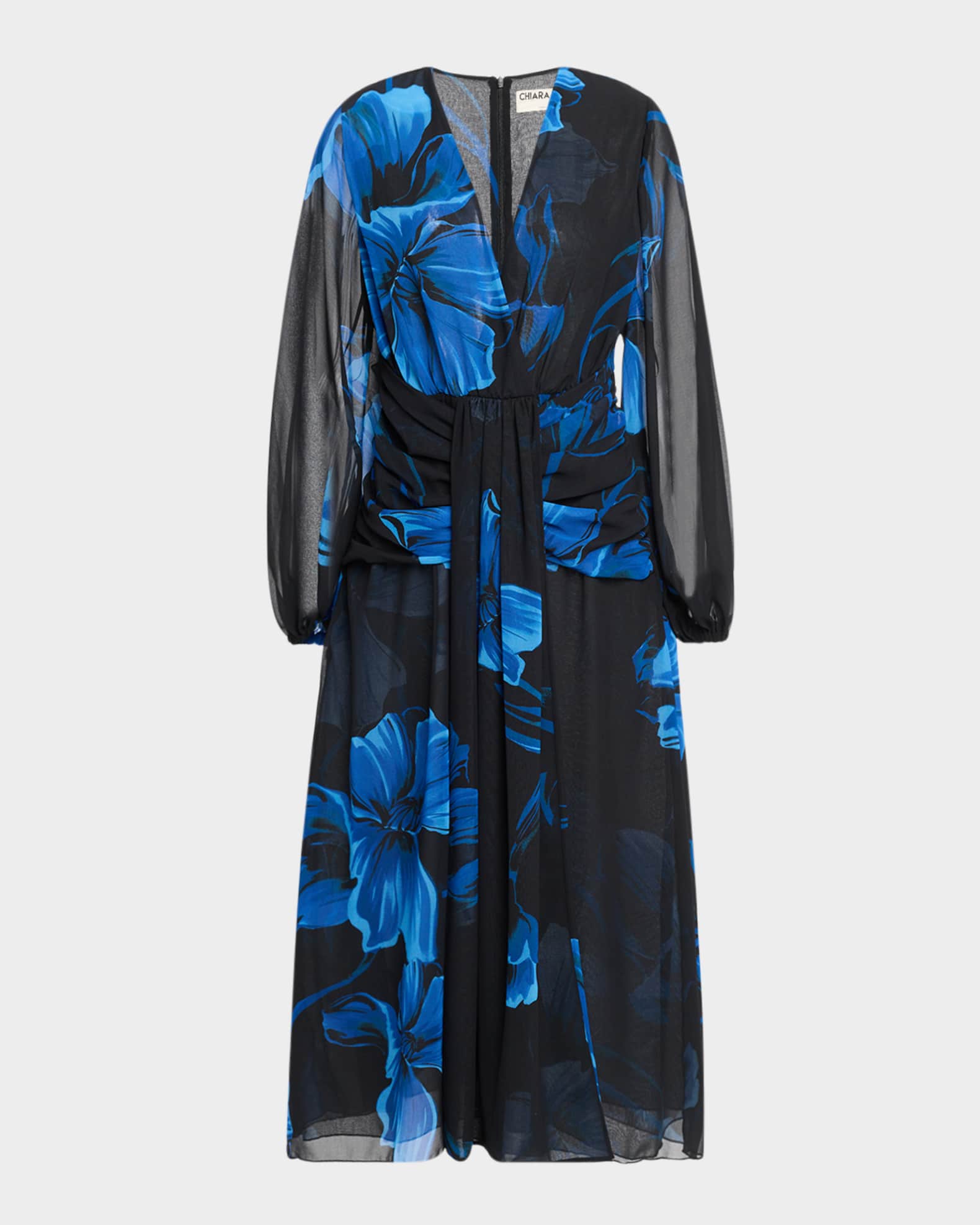 Floral-Print Georgette Midi Dress 0