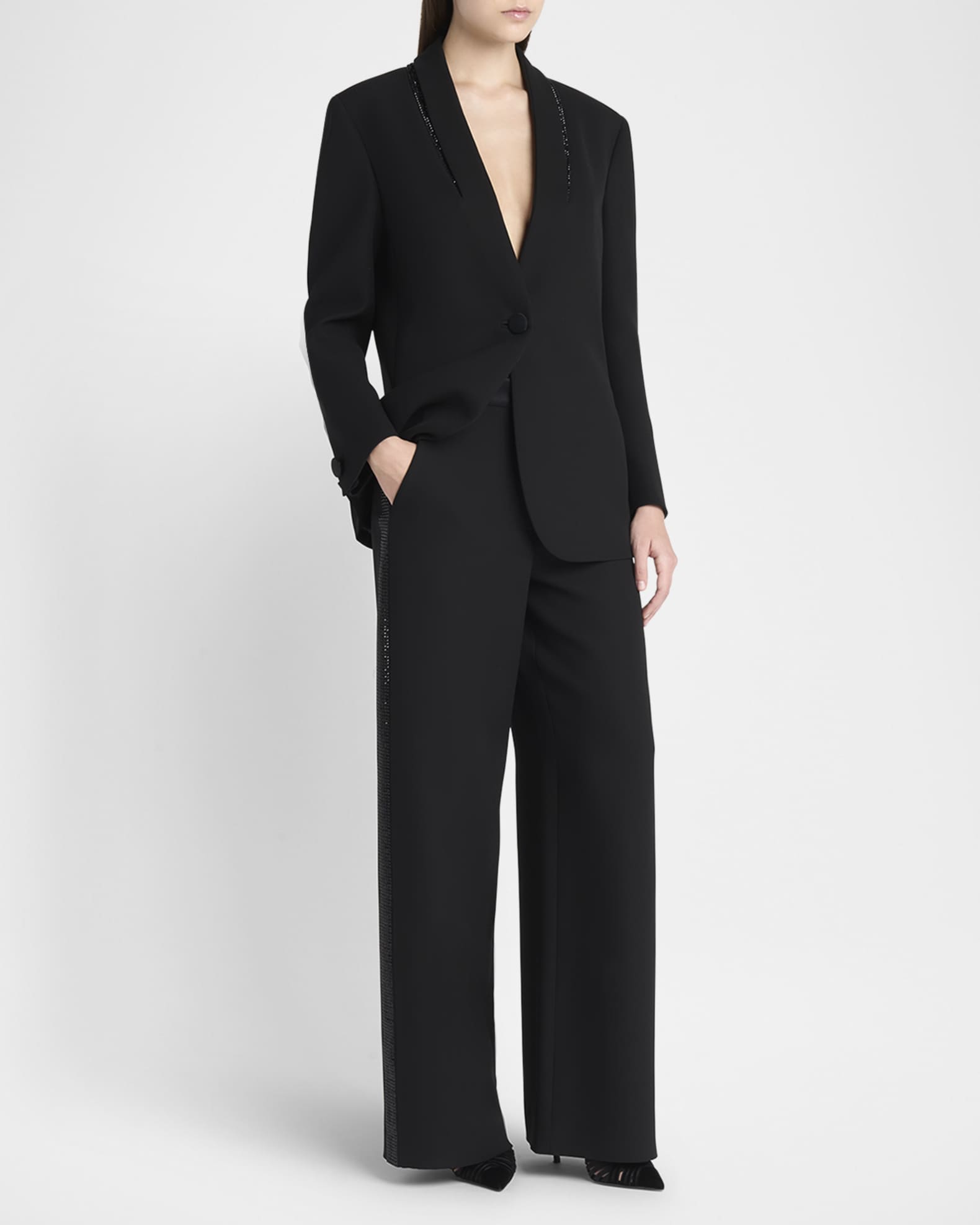 Giorgio Armani Beaded Silk Tuxedo Jacket | Neiman Marcus