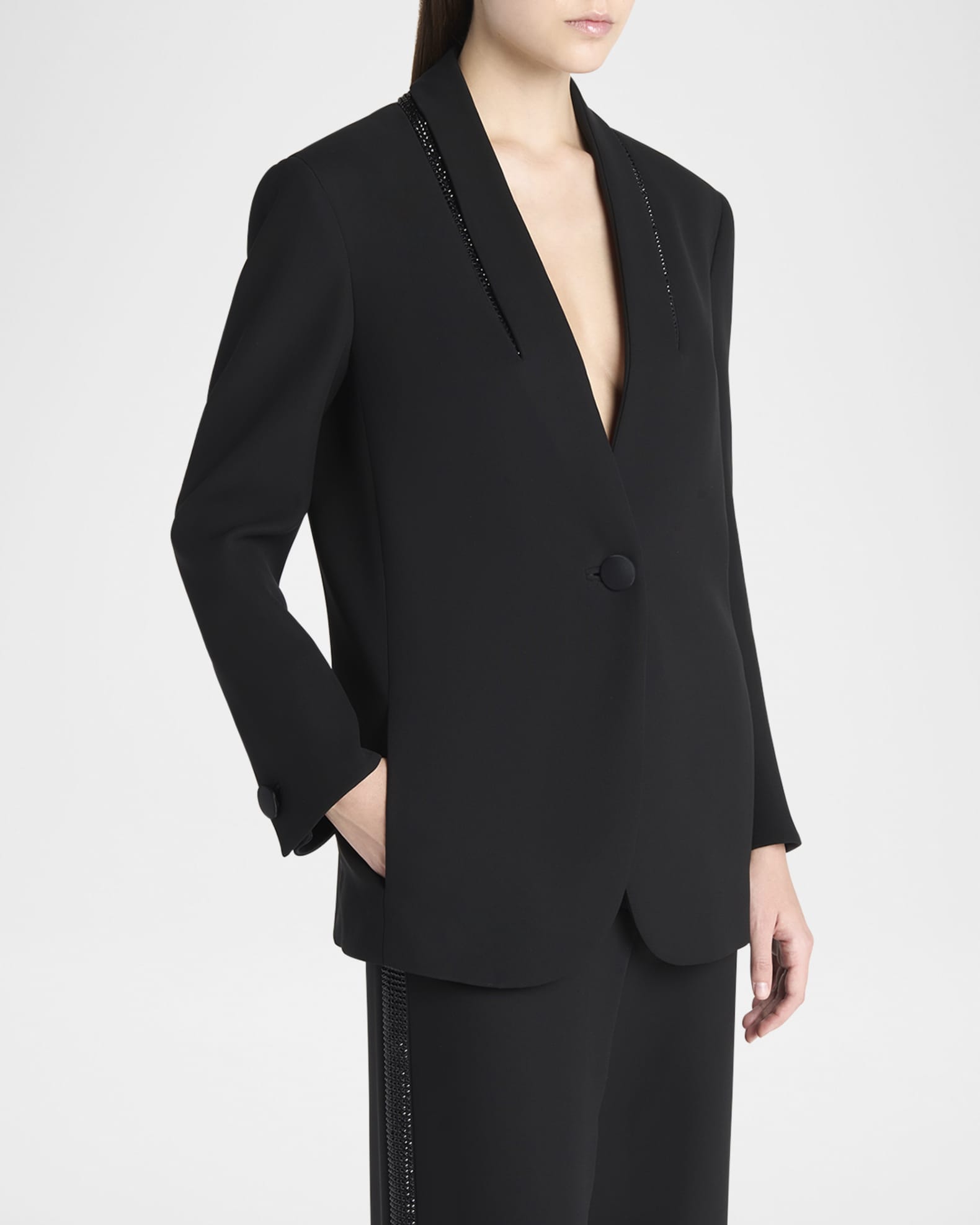 Giorgio Armani Beaded Silk Tuxedo Jacket | Neiman Marcus