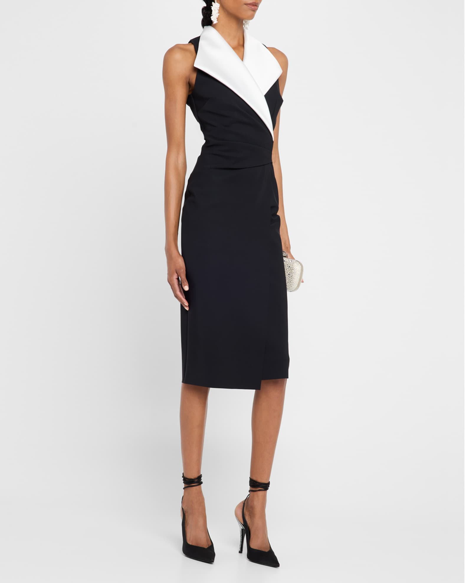 Sleeveless Pleated Two-Tone Midi Dress