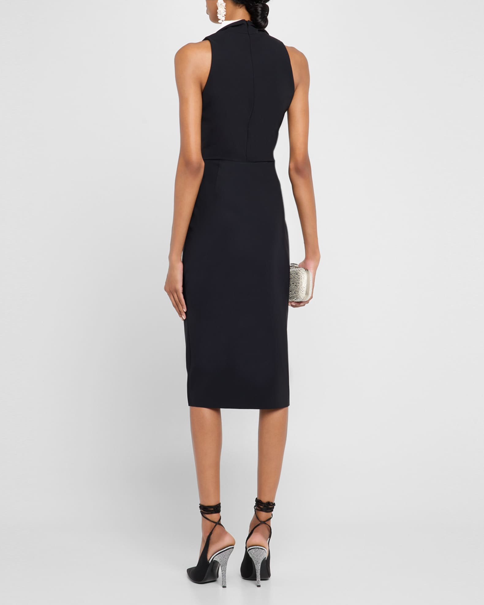 Sleeveless Pleated Two-Tone Midi Dress