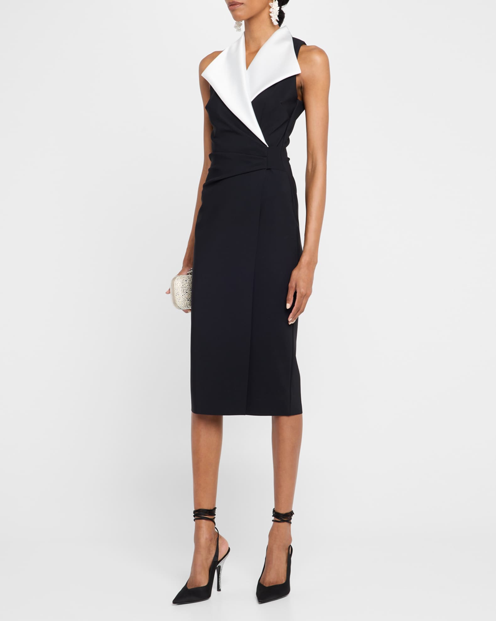 Sleeveless Pleated Two-Tone Midi Dress