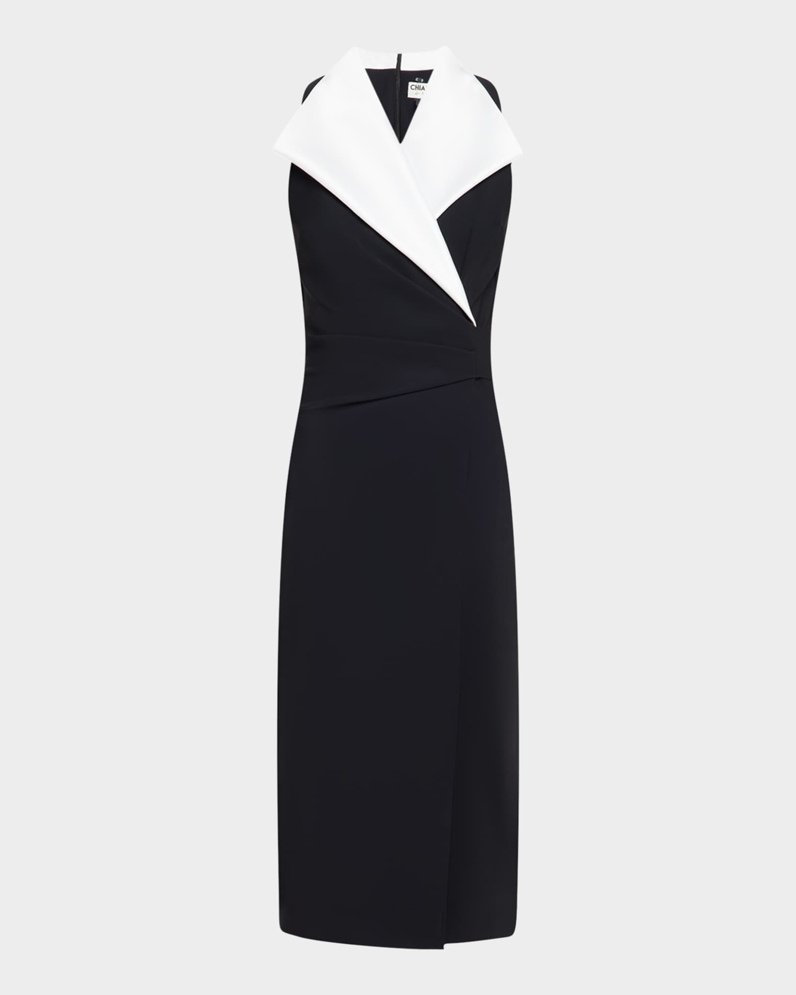 Sleeveless Pleated Two-Tone Midi Dress 0