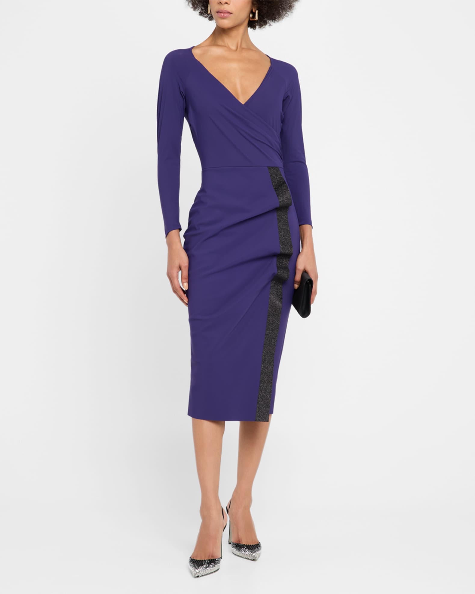 Ruffle Glitter-Trim Bodycon Midi Dress 1