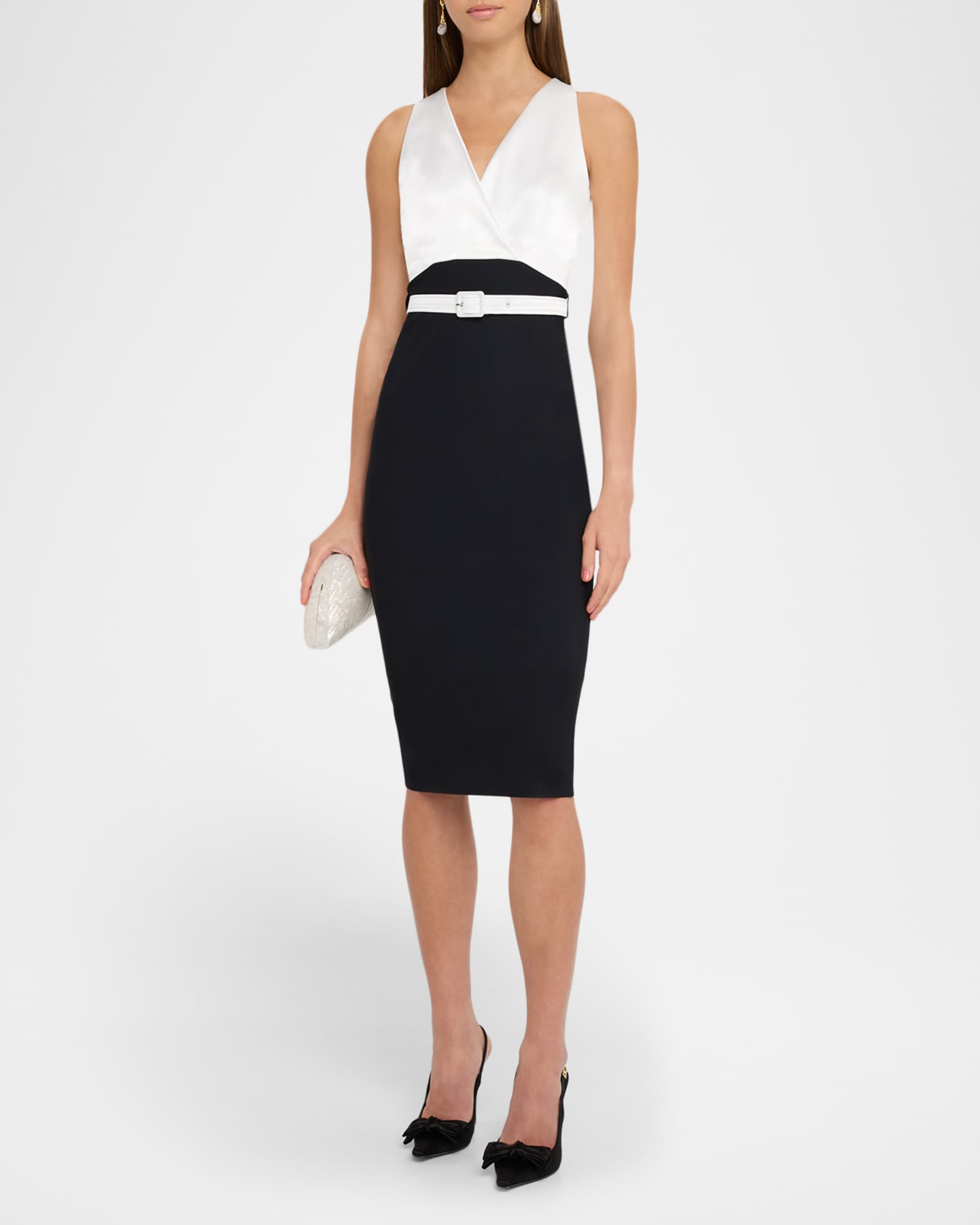 Sleeveless Satin & Jersey Bodycon Dress 1