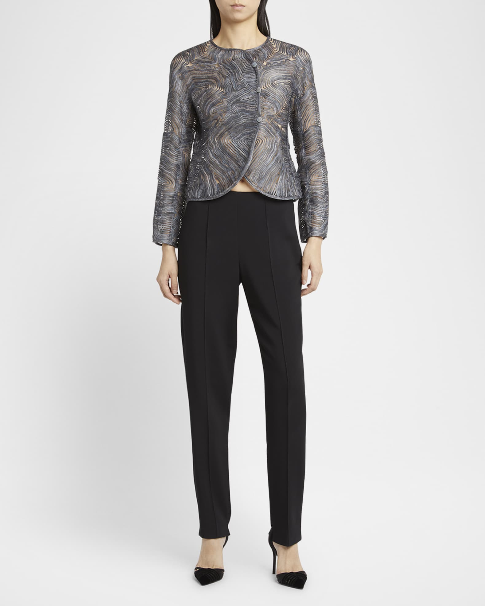 Giorgio Armani Soutache Leather Embroidered Jacket | Neiman Marcus