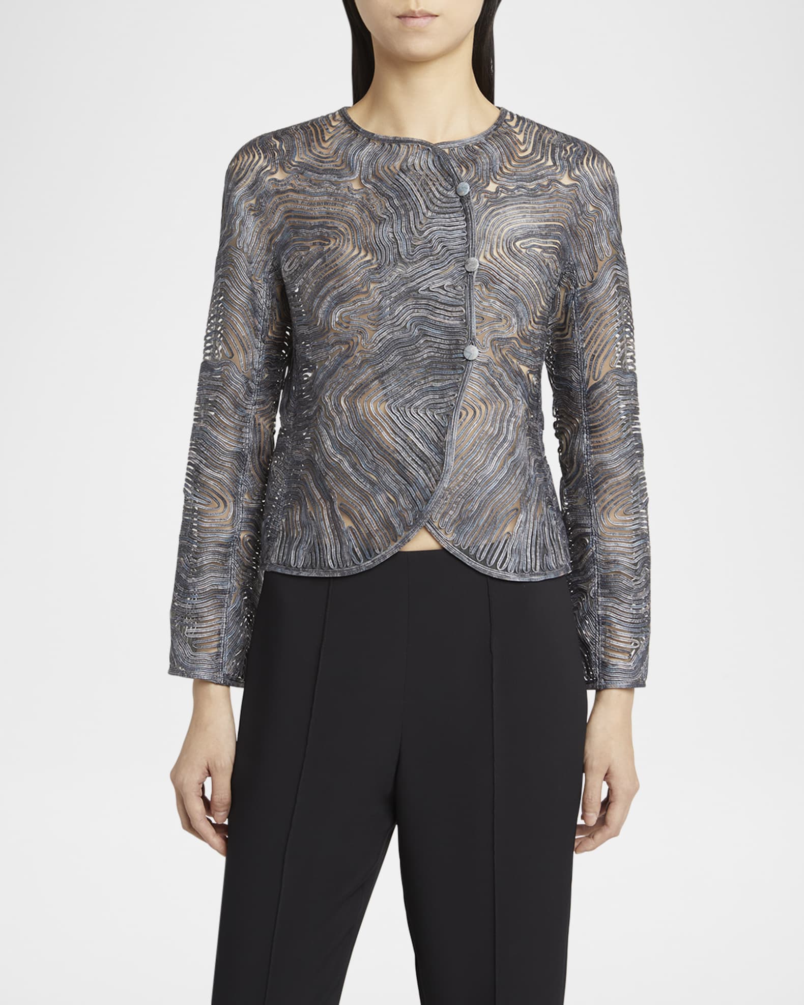 Giorgio Armani Soutache Leather Embroidered Jacket | Neiman Marcus