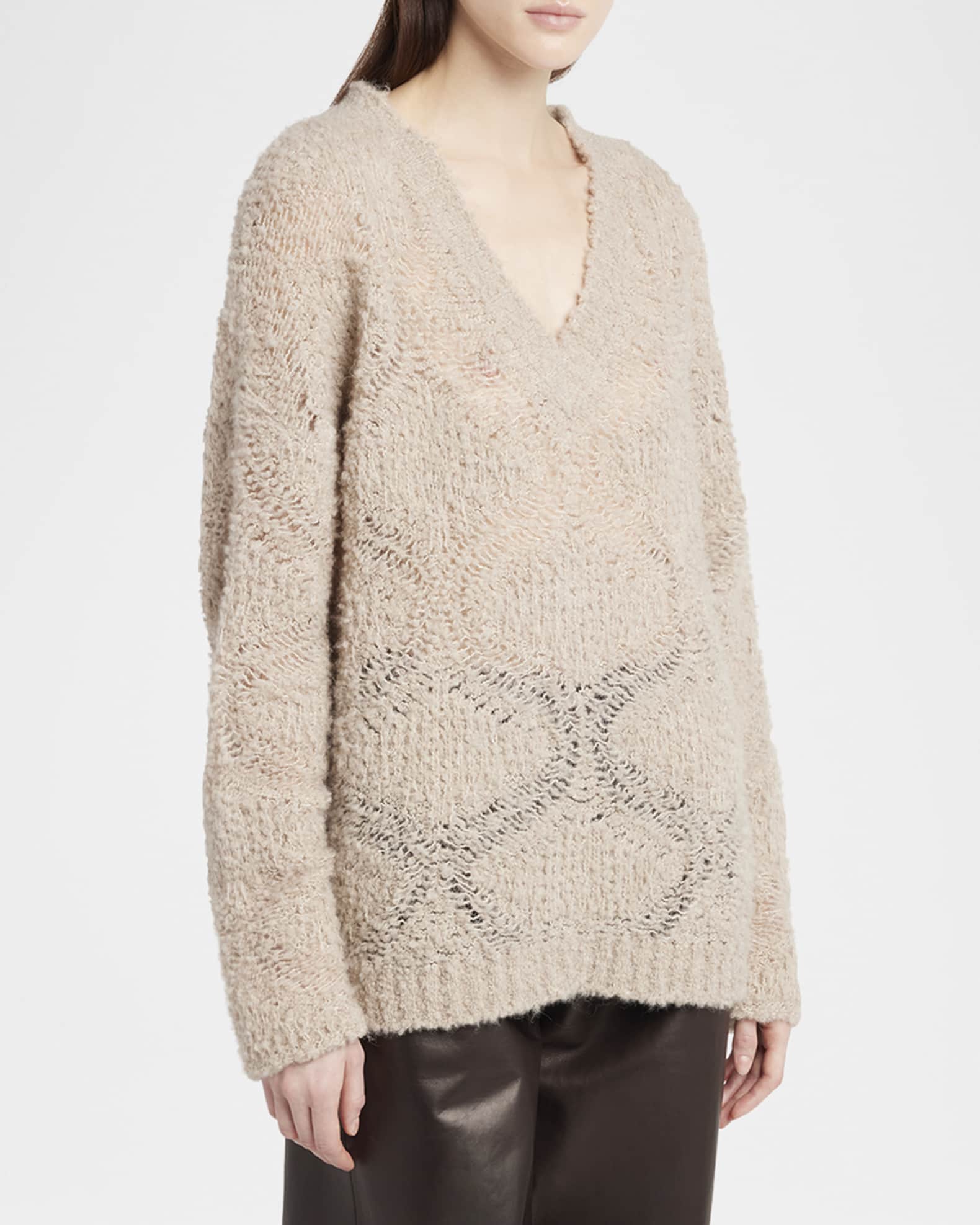 日本限定 Giorgio Sweater Open-Knit Cashmere Wool V-Neck Armani トップス
