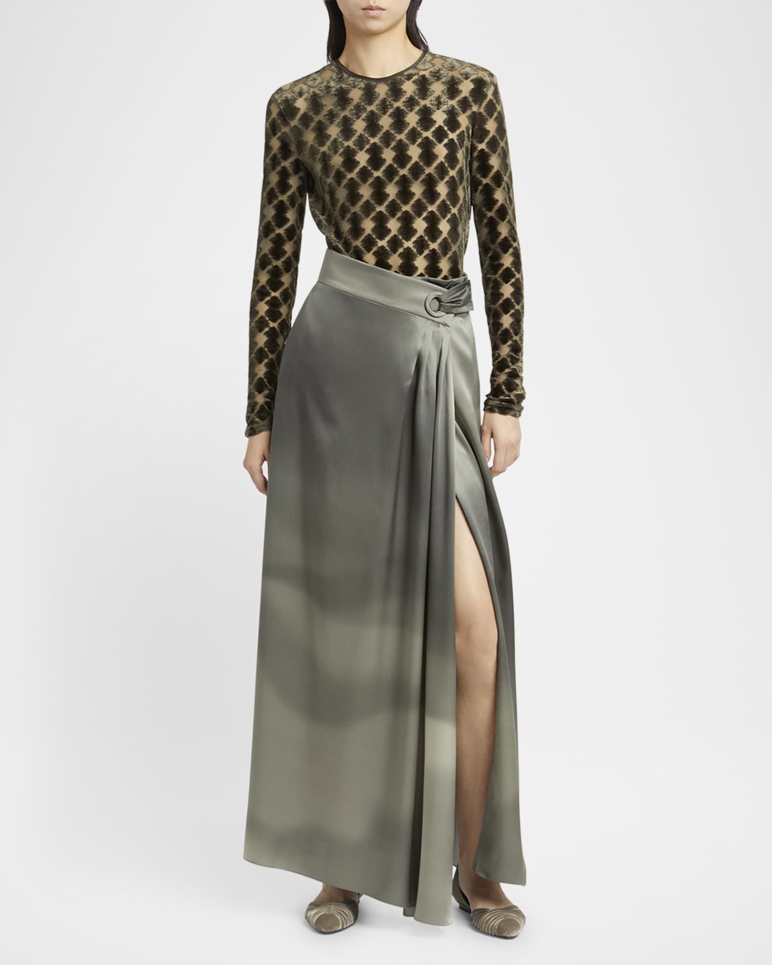 Velvet Jersey Jacquard Long-Sleeve Top 1