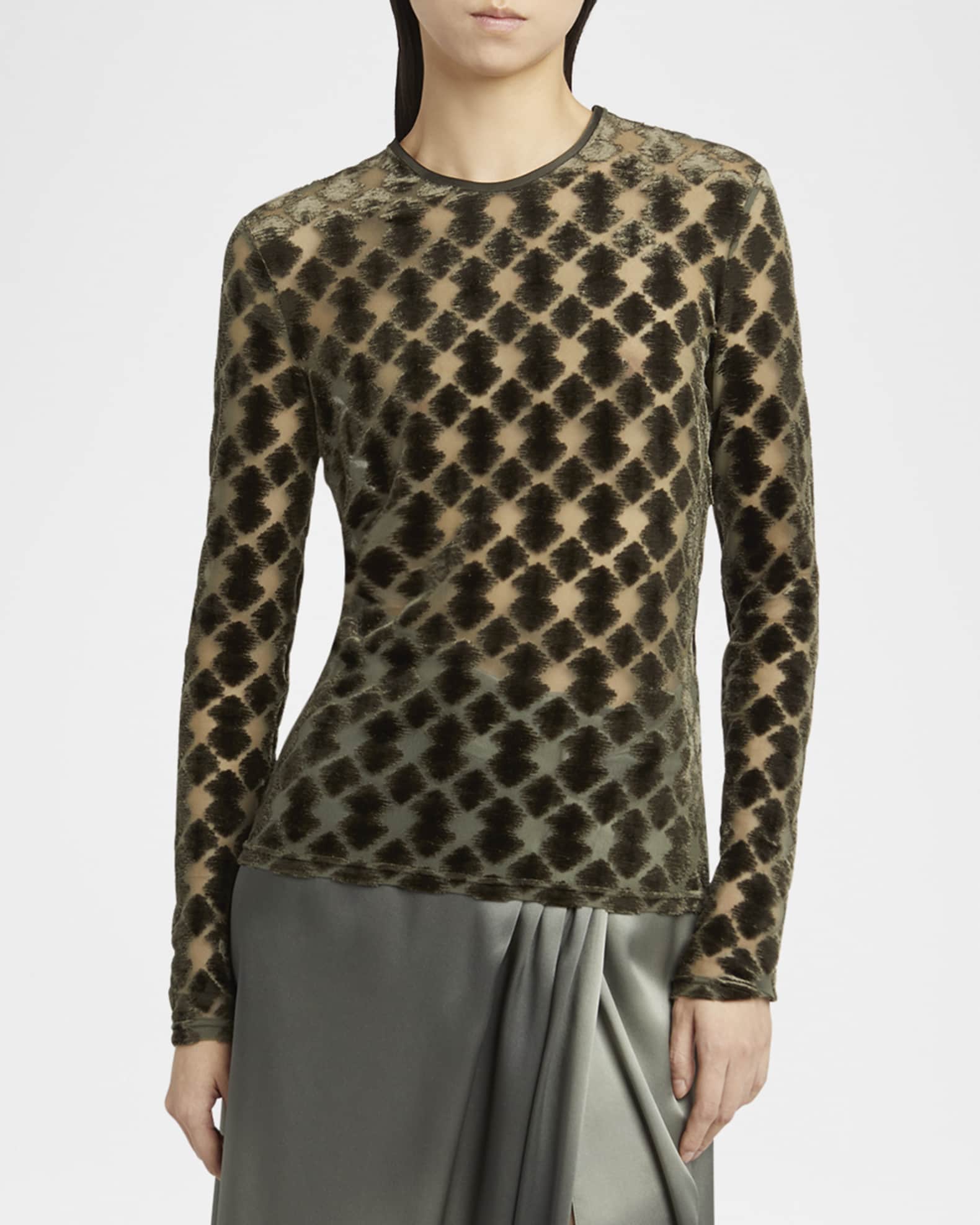 Giorgio Armani Velvet Jersey Jacquard Long-Sleeve Top