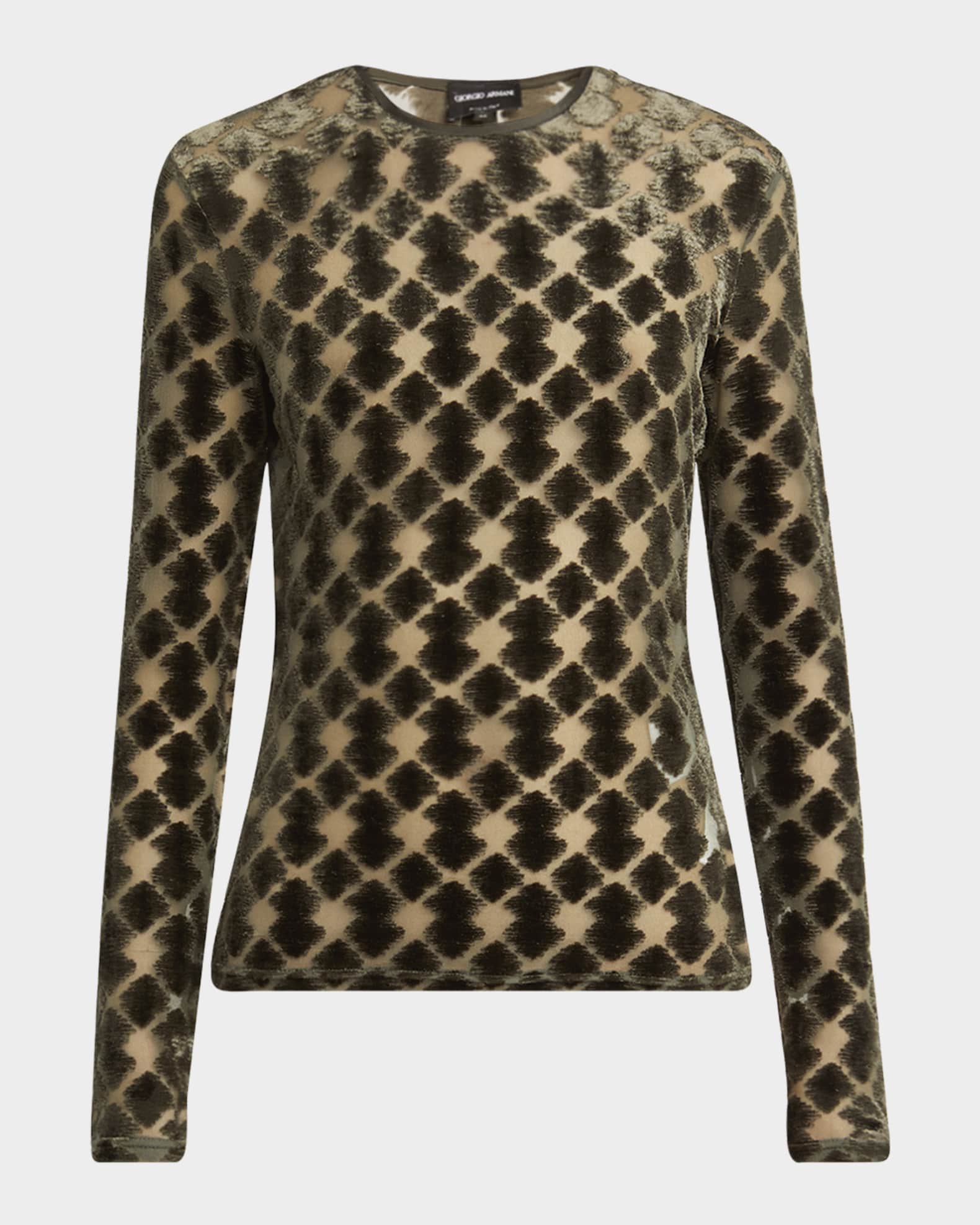 Velvet Jersey Jacquard Long-Sleeve Top 0