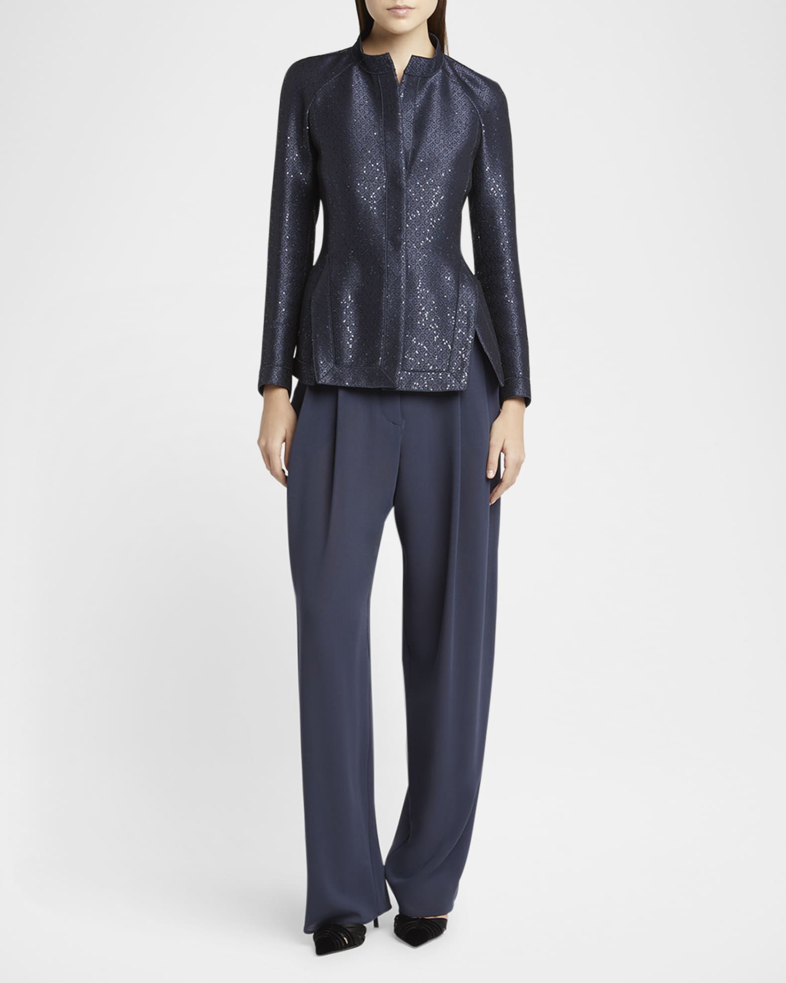 Sequin Jacquard Single-Breasted Evening Jacket 1