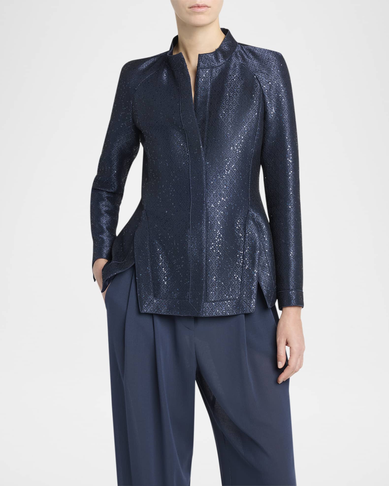 Giorgio Armani Sequin Jacquard Single-Breasted Evening Jacket
