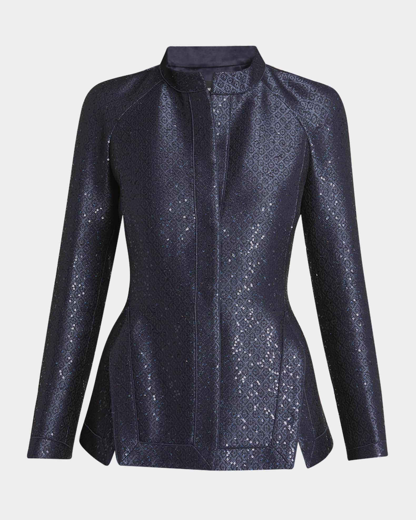 Sequin Jacquard Single-Breasted Evening Jacket 0