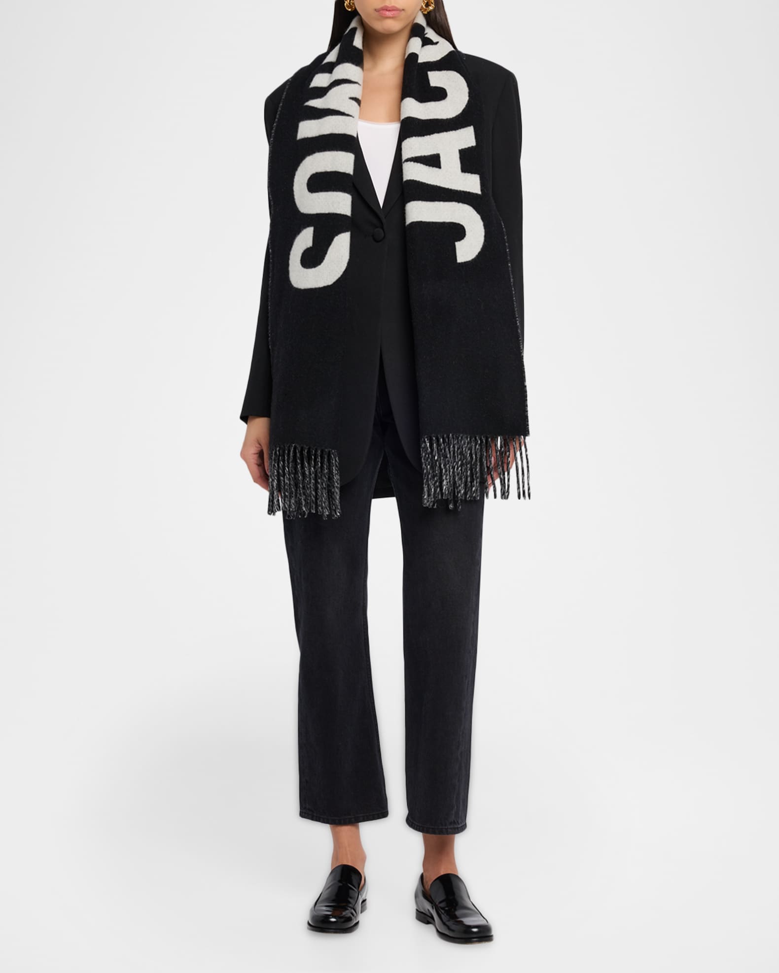 Jacquemus Jacquard Logo Wool Scarf | Neiman Marcus