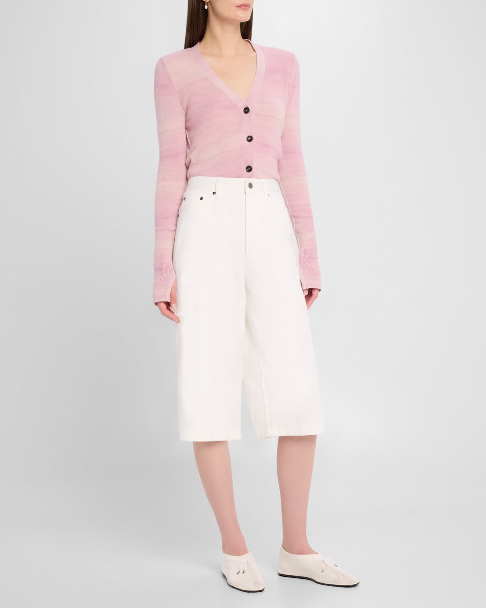 MARIA MCMANUS Featherweight Cashmere Slim V-Neck Cardigan