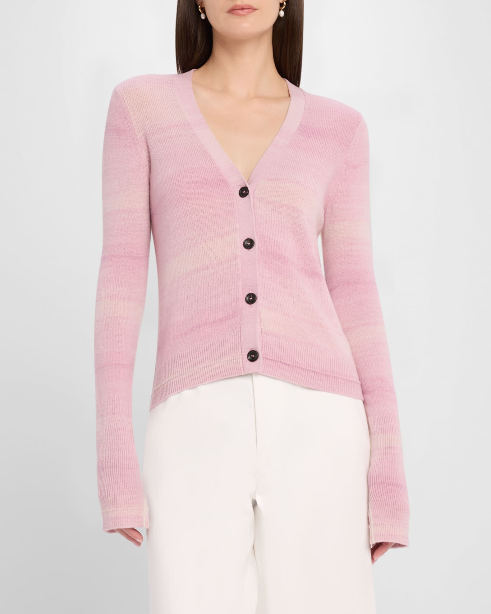 MARIA MCMANUS Featherweight Cashmere Slim V-Neck Cardigan