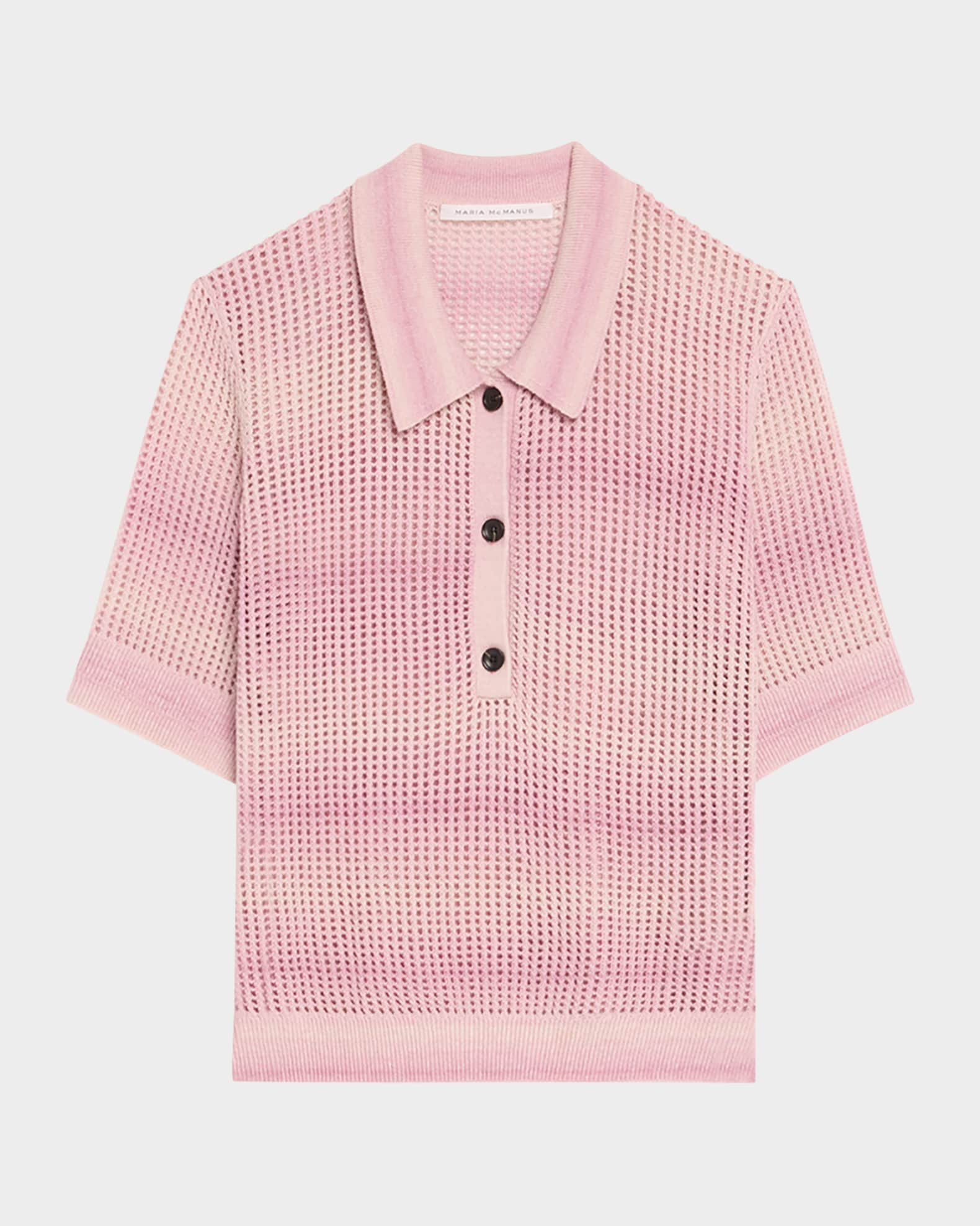 MARIA MCMANUS Cashmere Mesh Shrunken Polo Shirt | Neiman Marcus