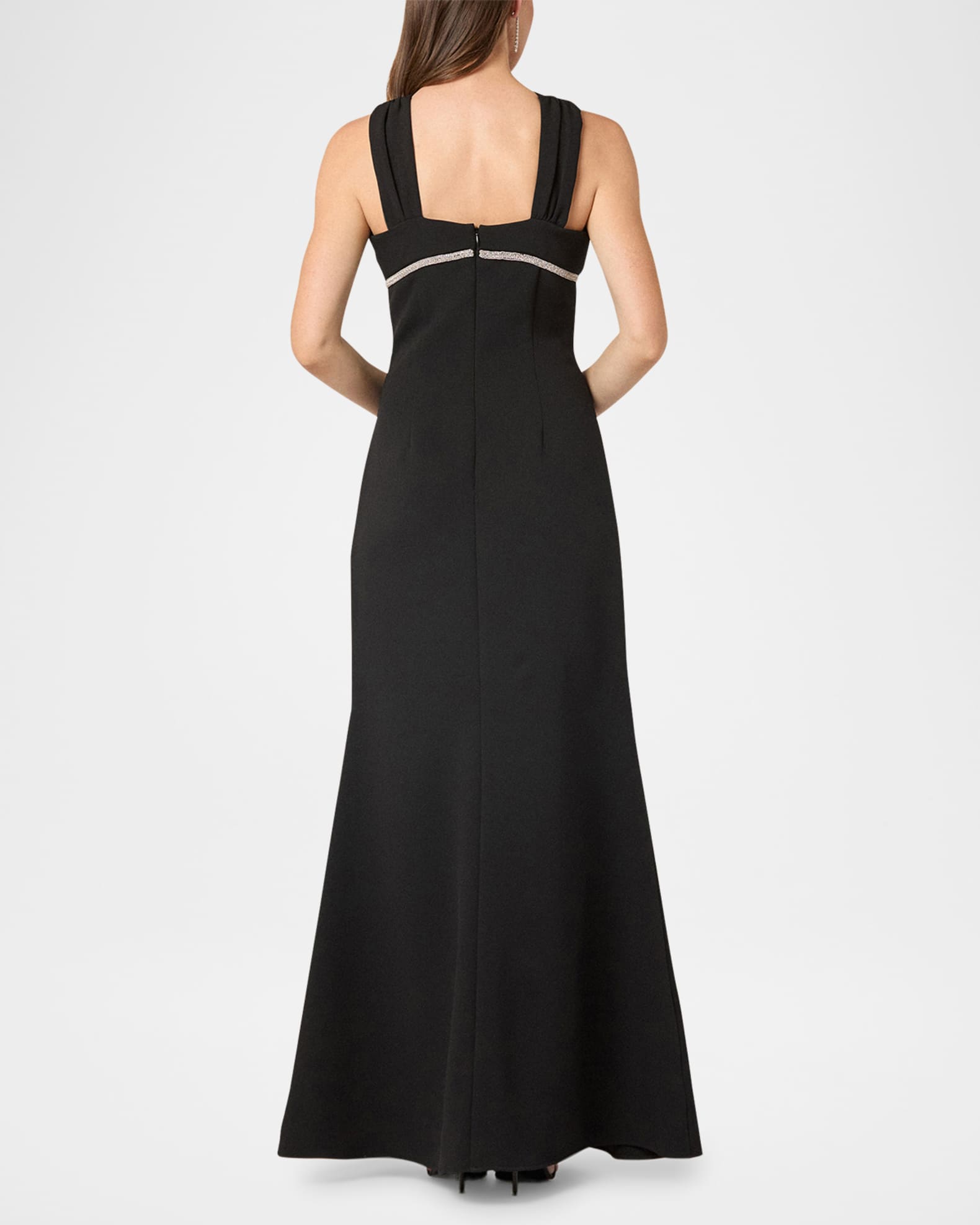 Midnight Baker Black Crystal Trim Halter Gown 0 / Black