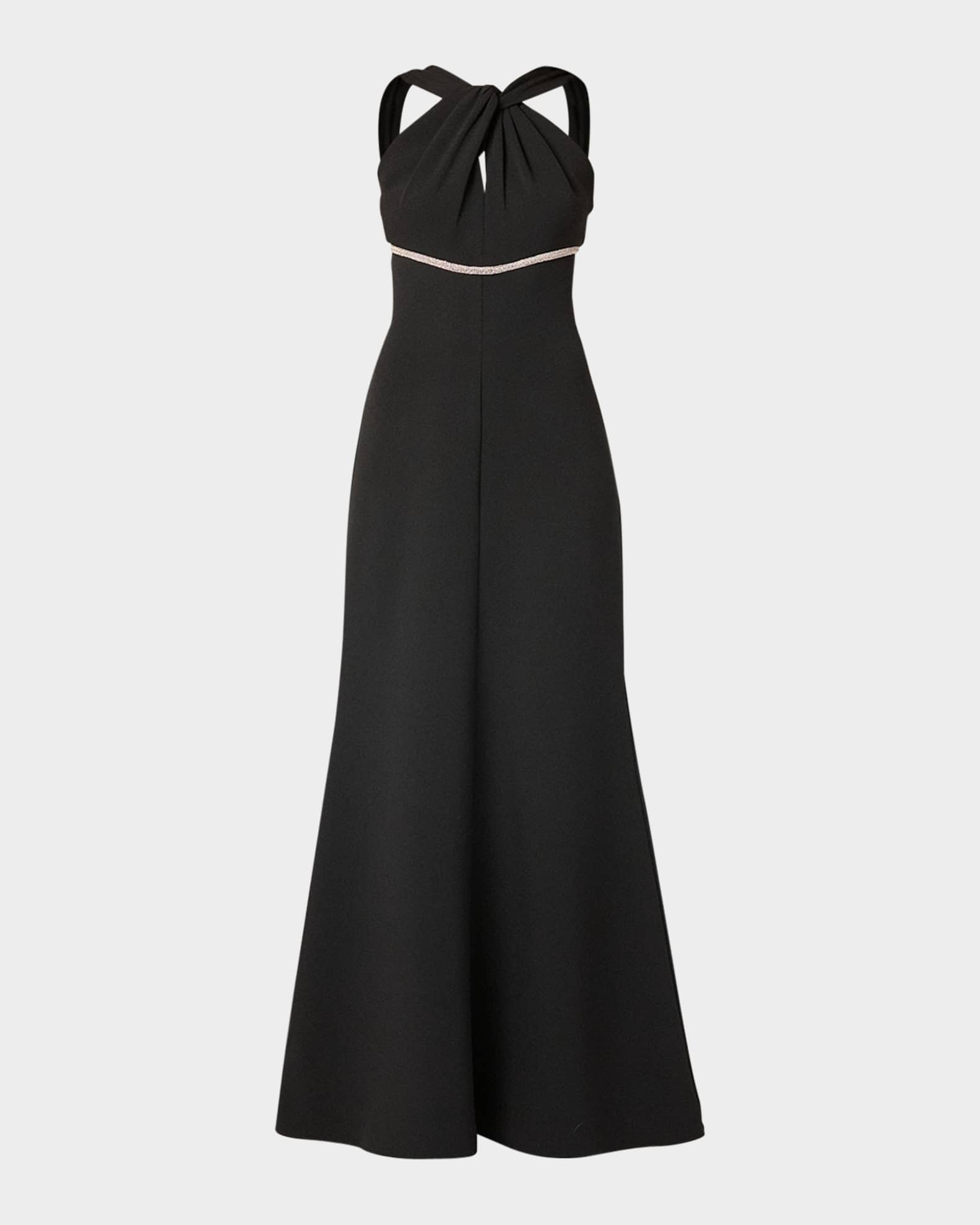 Baker Crystal-Embellished Halter Gown 0
