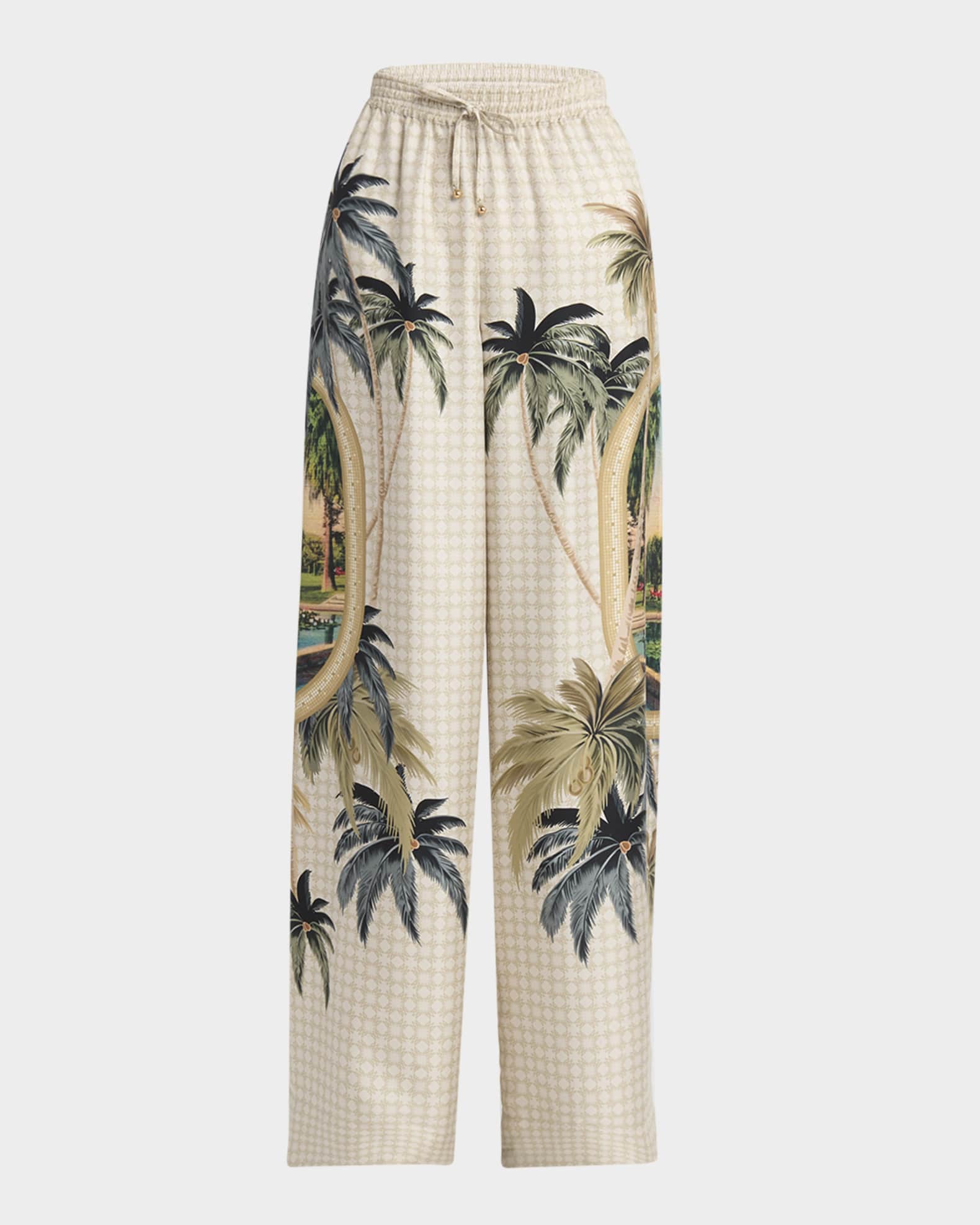Paradise Wide-Leg Silk Pants 0
