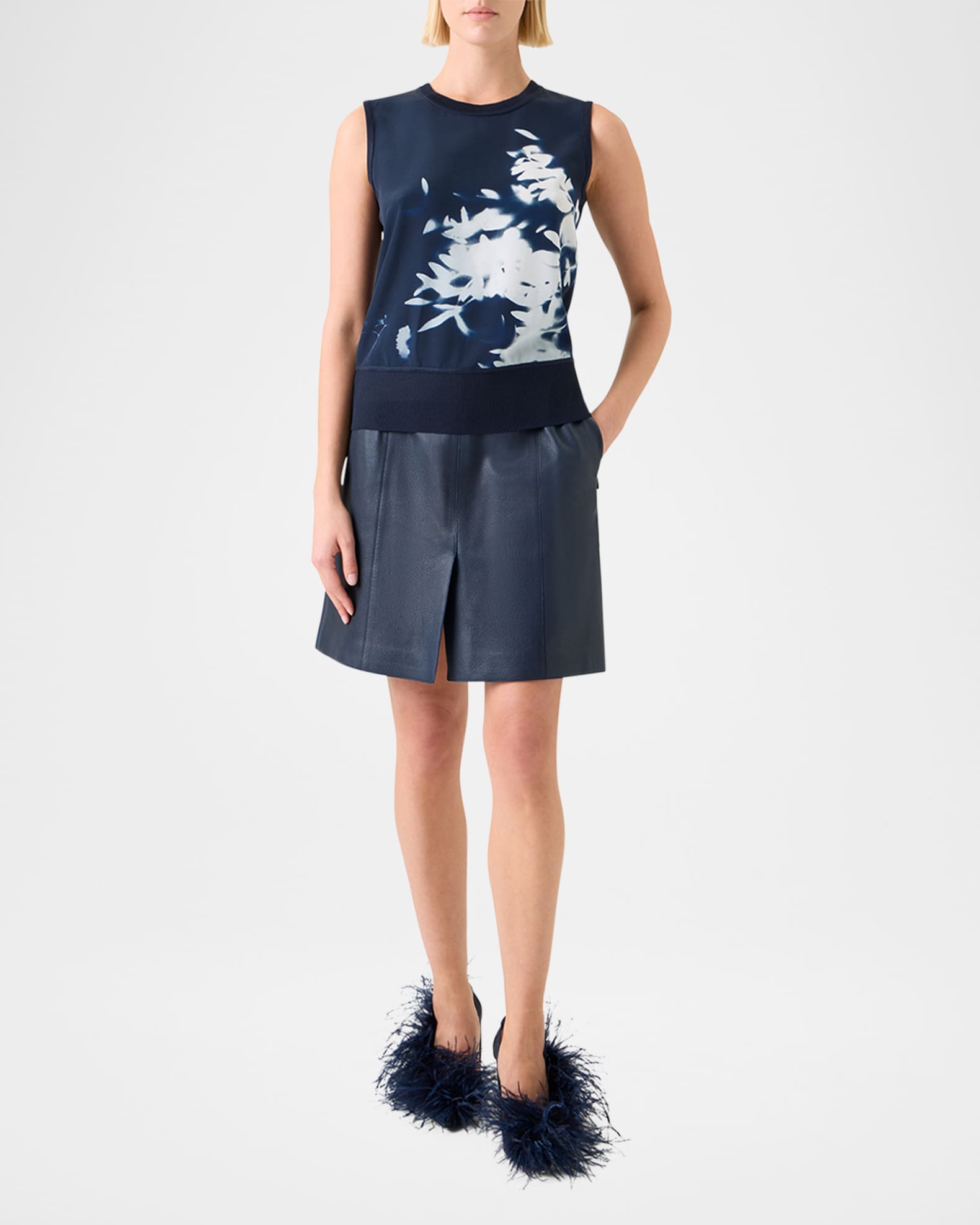 Wildflower-Print Silk Knit Tank Top 1