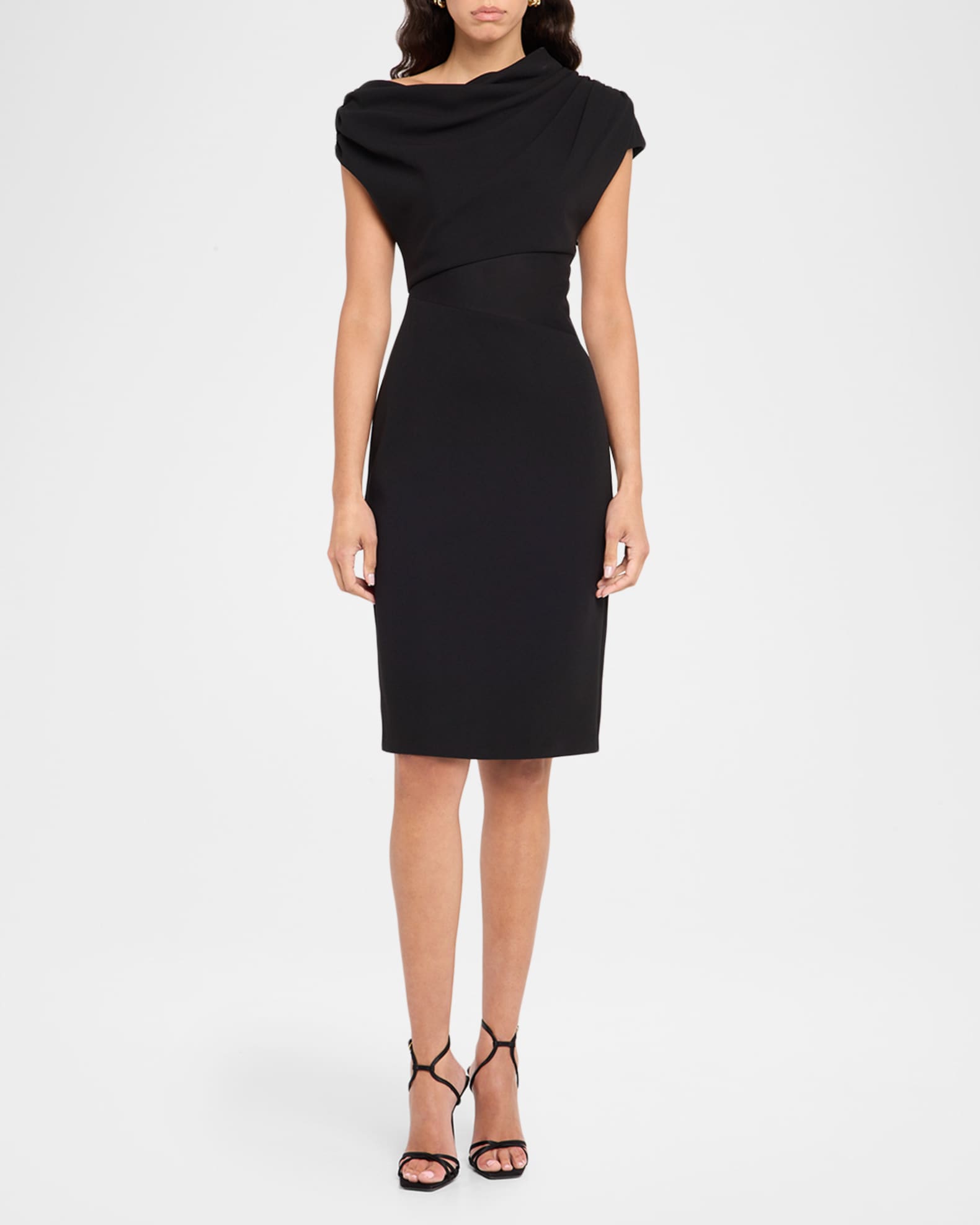 Aidan Mattox Draped One-Shoulder Jersey Knit Midi Dress | Neiman