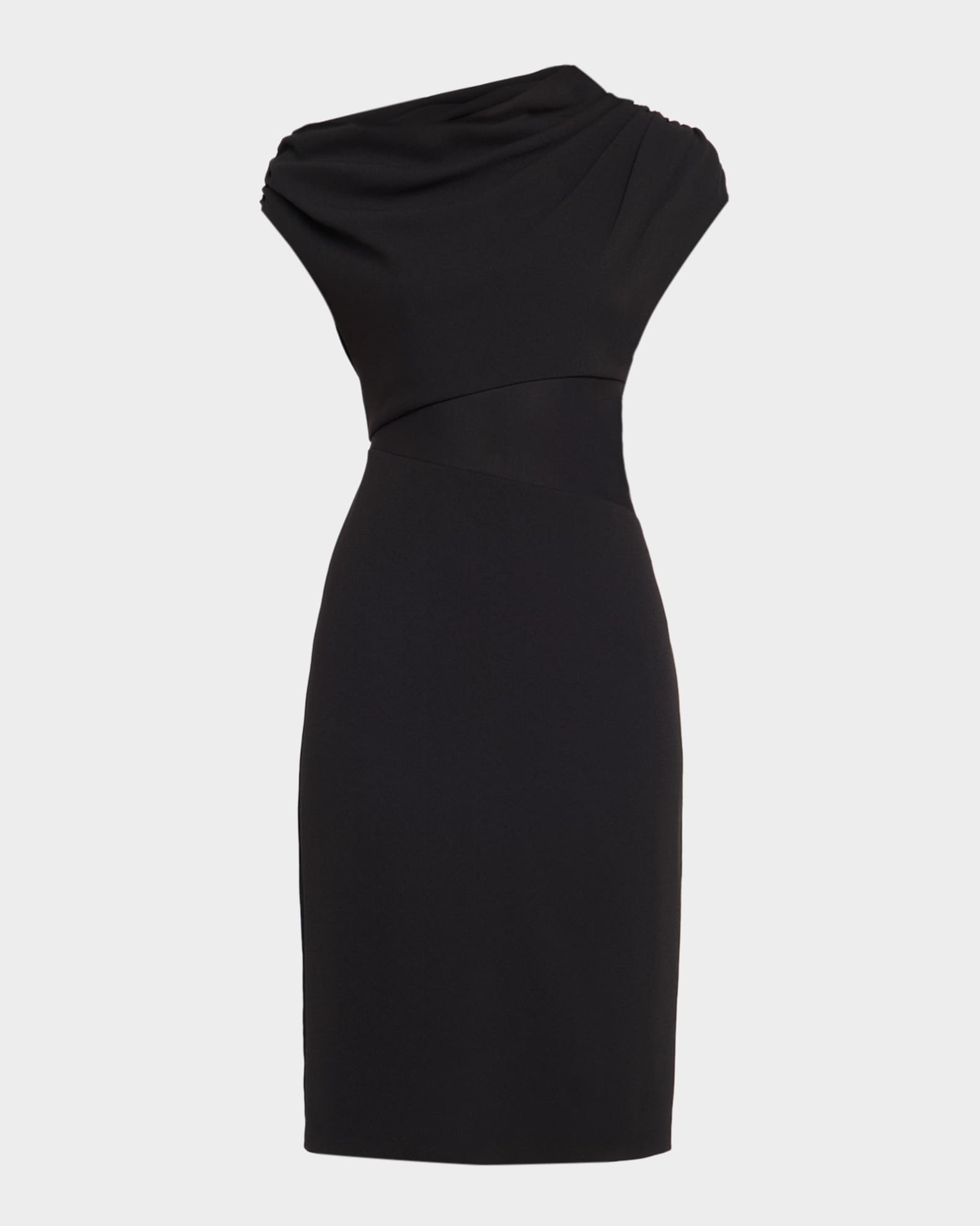 Aidan Mattox Draped One-Shoulder Jersey Knit Midi Dress | Neiman