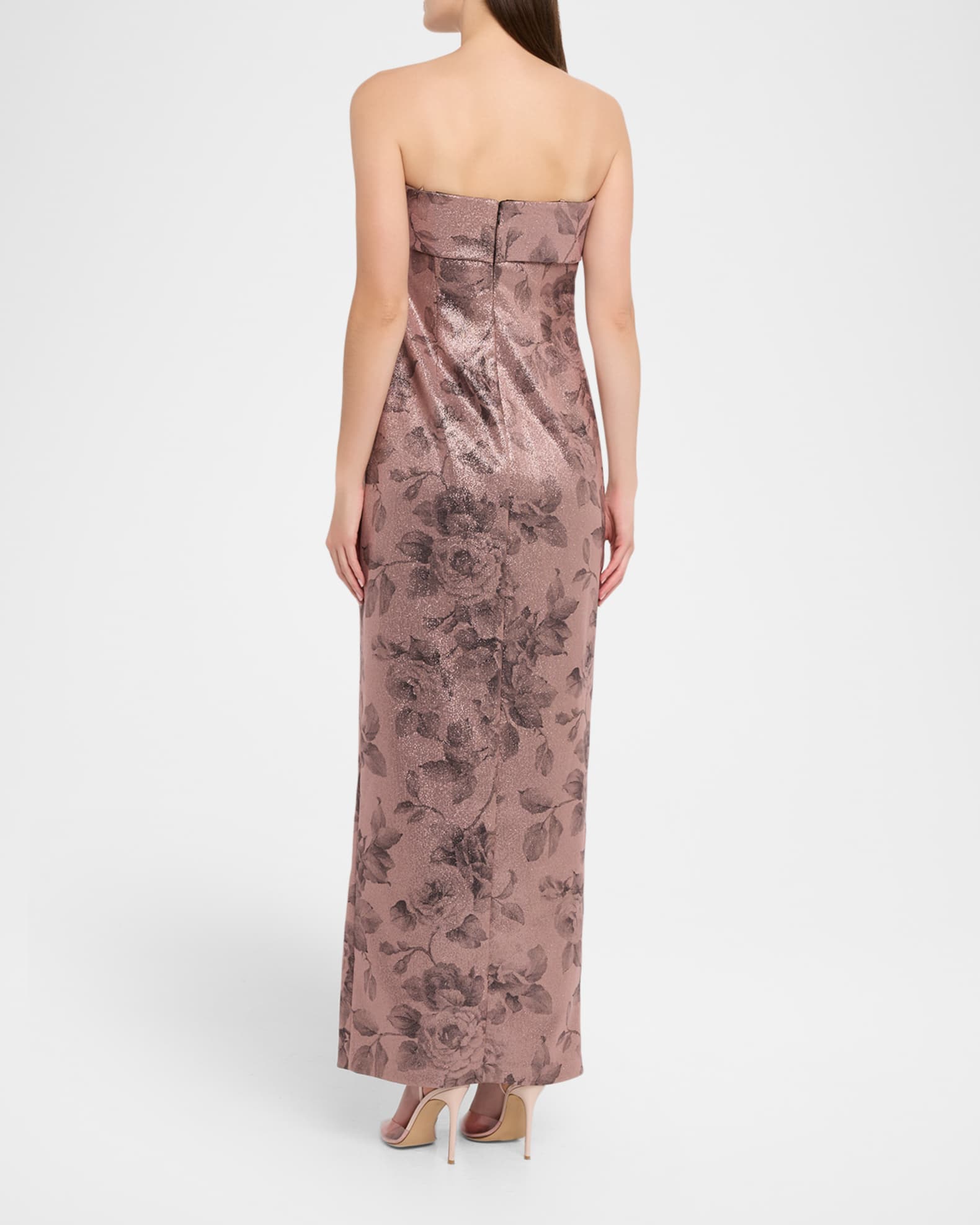 ★AIDAN MATTOX☆抽象柄♪そでなし♪スリット♪ロングドレス Aidan Mattox Beaded Crepe Flower Pattern One Shoulder Neck