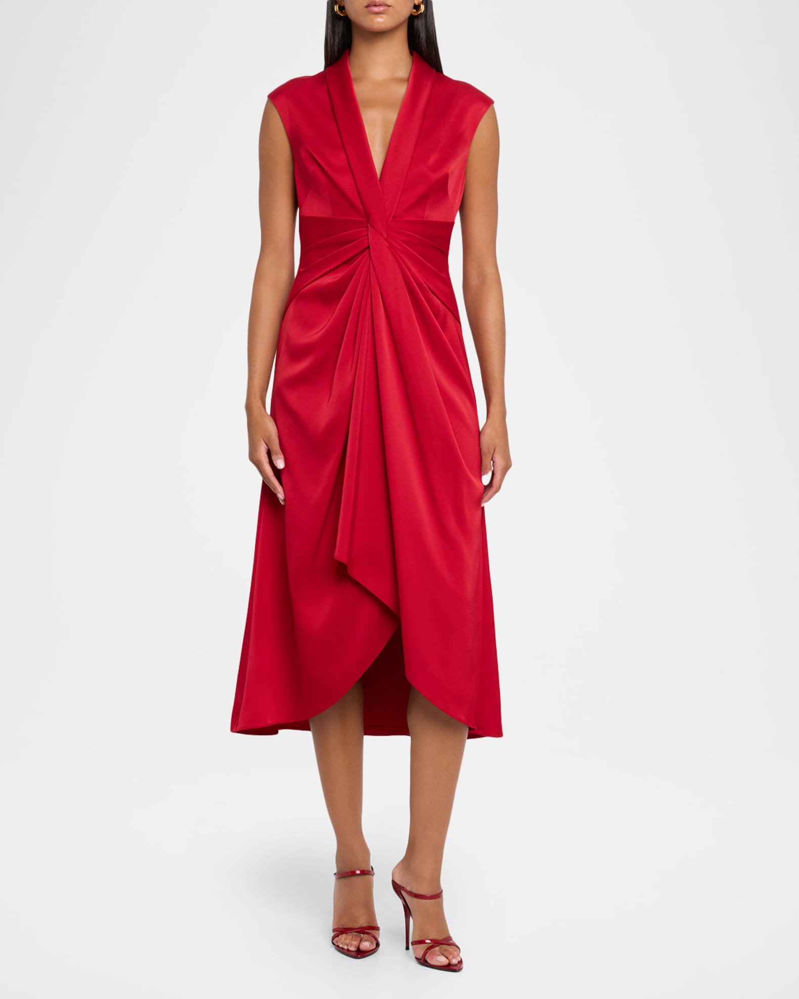 knee length dresses for ladies The Twist-Front Midi Dress main image 1